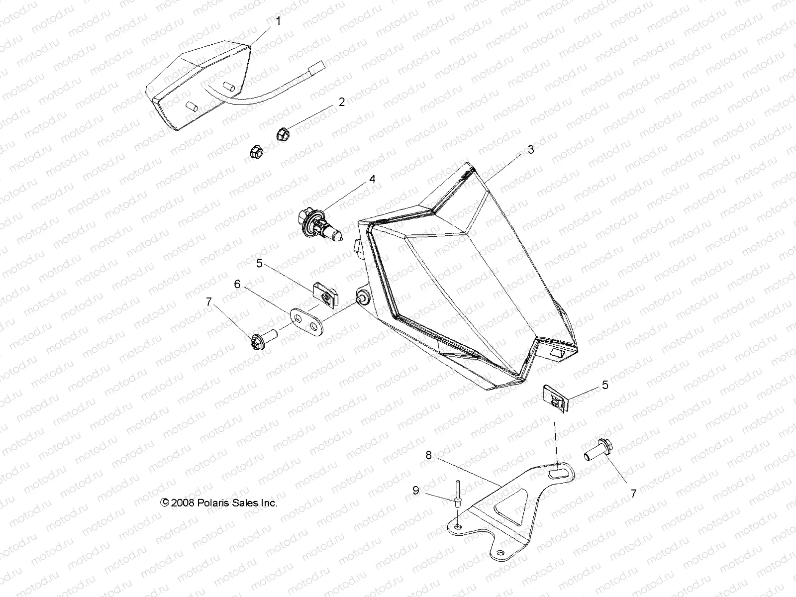 ELECTRICAL | ELECTRICAL, HEADLIGHTS and TAILLIGHTS and BULBS - A10GP52AA (49ATVHEADLIGHT09OUT450)
