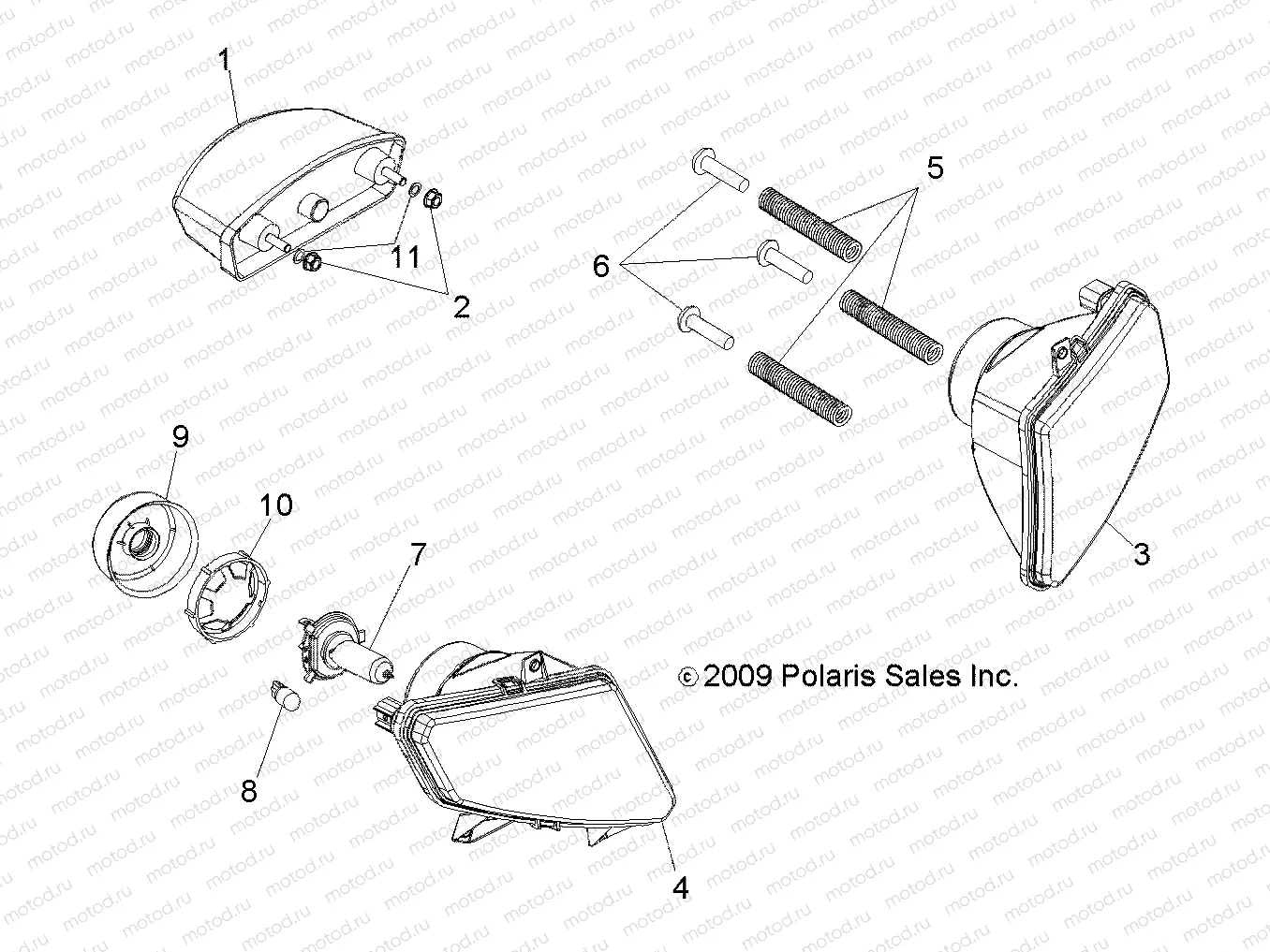 ELECTRICAL | ELECTRICAL, HEADLIGHTS, TAILIGHTS and BULBS - A13EA32FA (49ATVHEADLIGHT10BOSSI)