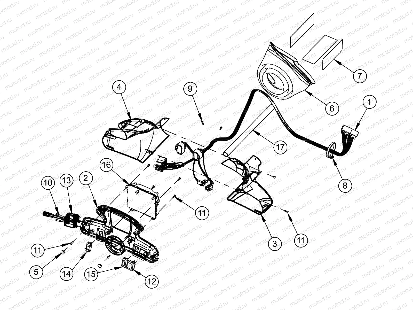 ELECTRICAL | ELECTRICAL, INSTRUMENT POD ADJUSTABLE TILT STEERING - e2/e4/e6/eS/eL/eLXD (49GEMELECTRICAL11INSTRUMENT)