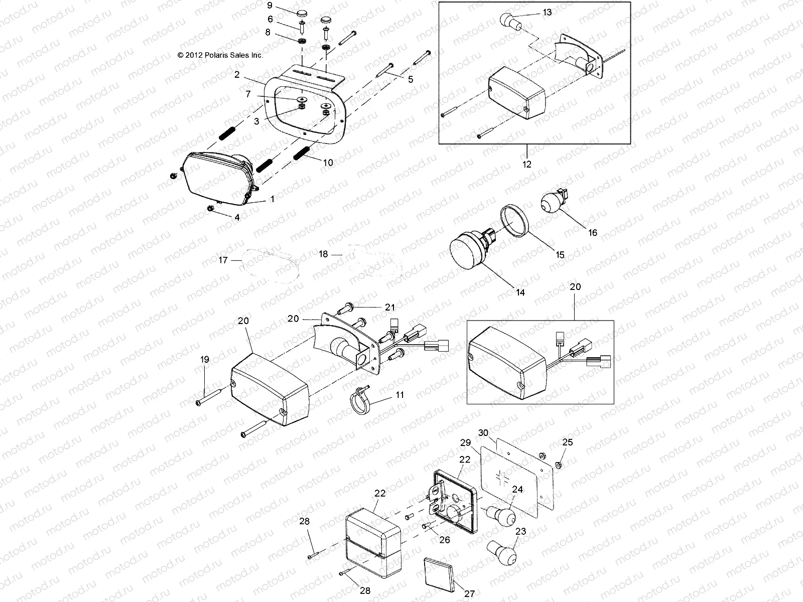 ELECTRICAL | ELECTRICAL, LAMPS, HEAD, TAIL, REVERSE and TURN - L13G2/4/6 ALL OPTIONS (49GEMELECTRICAL13LAMP)