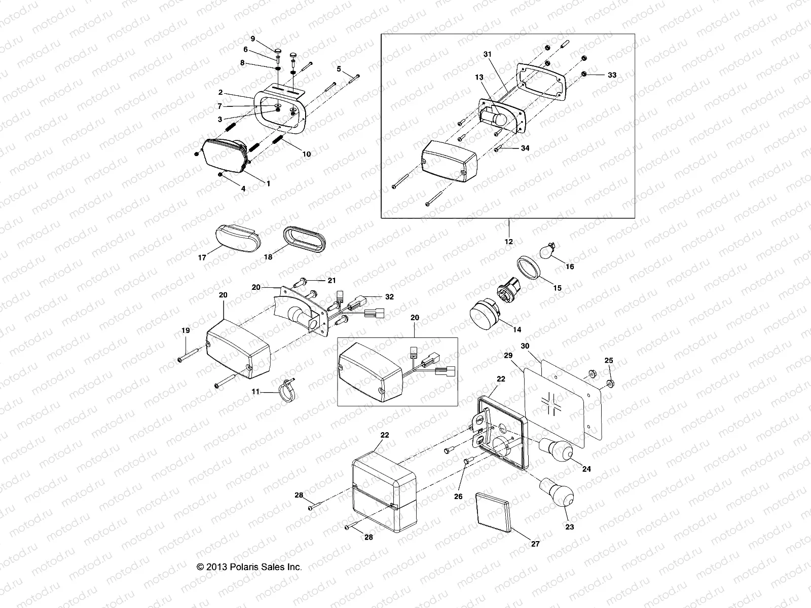 ELECTRICAL | ELECTRICAL, LAMPS, HEAD, TAIL, REVERSE and TURN - L16G2D/4/6 ALL OPTIONS (49GEMELECTRICAL14LAMP)