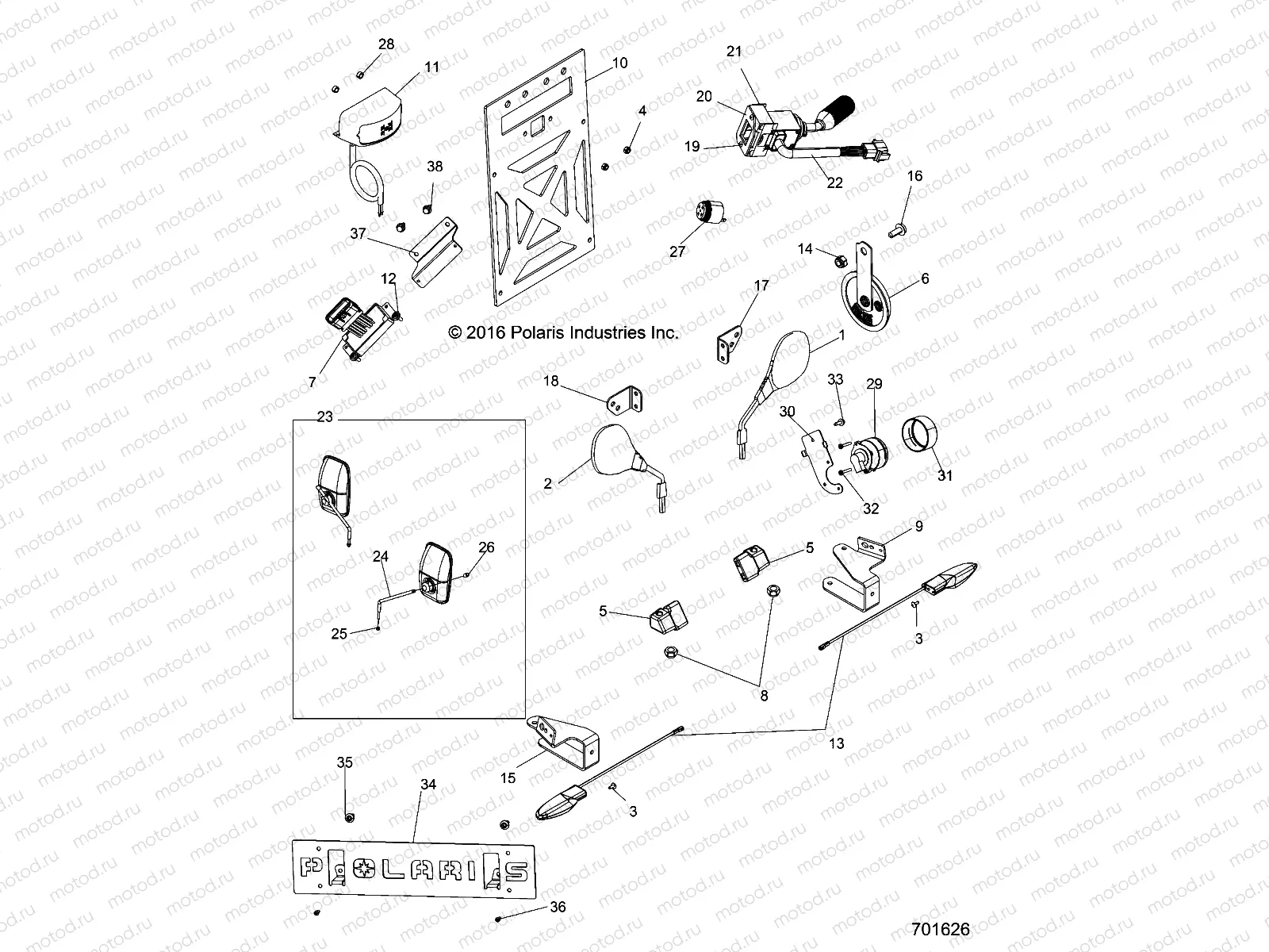 ELECTRICAL | ELECTRICAL, LICENSE PLATE AND MIRRORS - R17RTE87FU/F1/S87CU/C1/FU/F1 (701626)