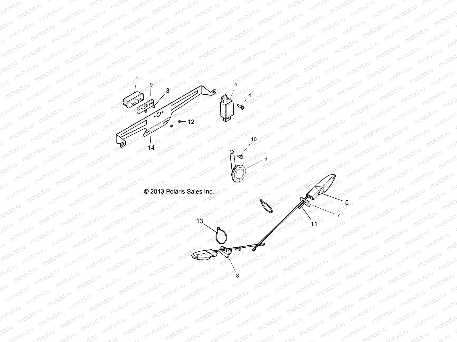 ELECTRICAL | ELECTRICAL, LICENSE PLATE LIGHT, TURN SIGNAL AND HORN - Z14ST1EFX (49RGRELECT14RZR1KI)