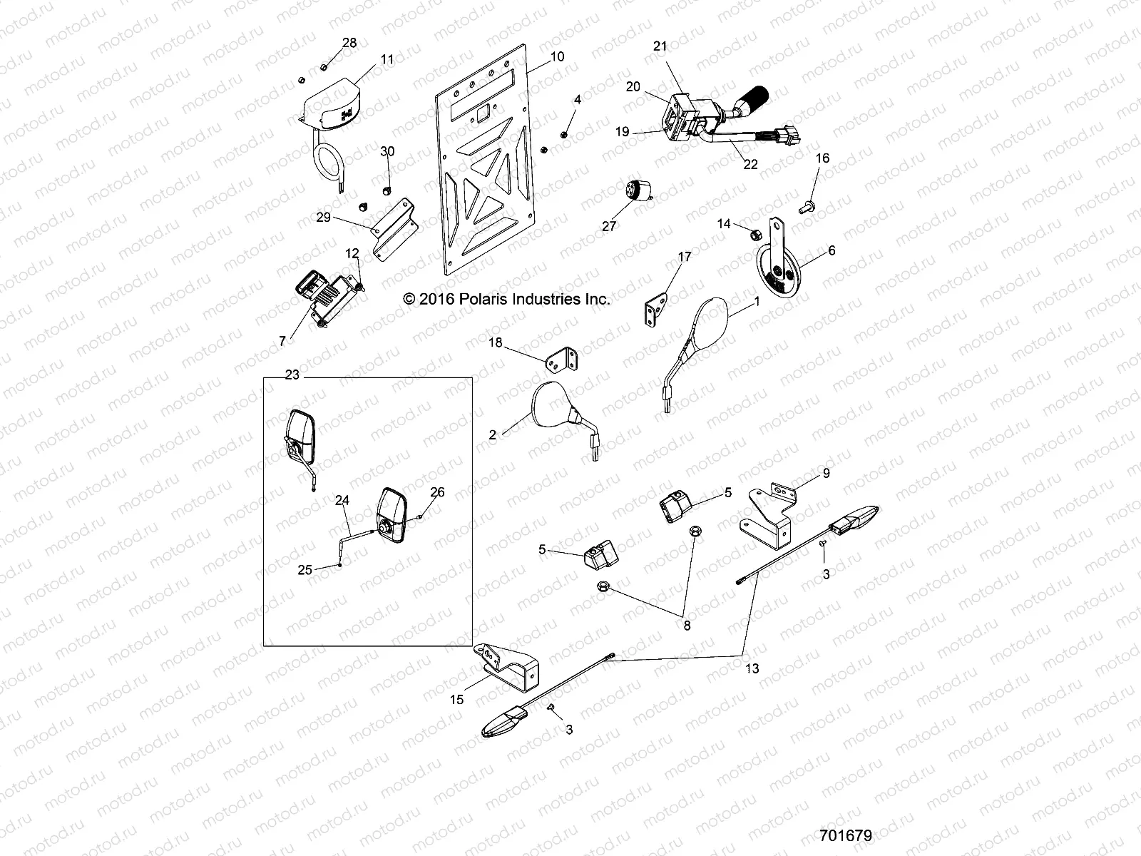 ELECTRICAL | ELECTRICAL, LICENSE PLATES AND MIRRORS - R17RTED1F1/SD1C1 (701679)
