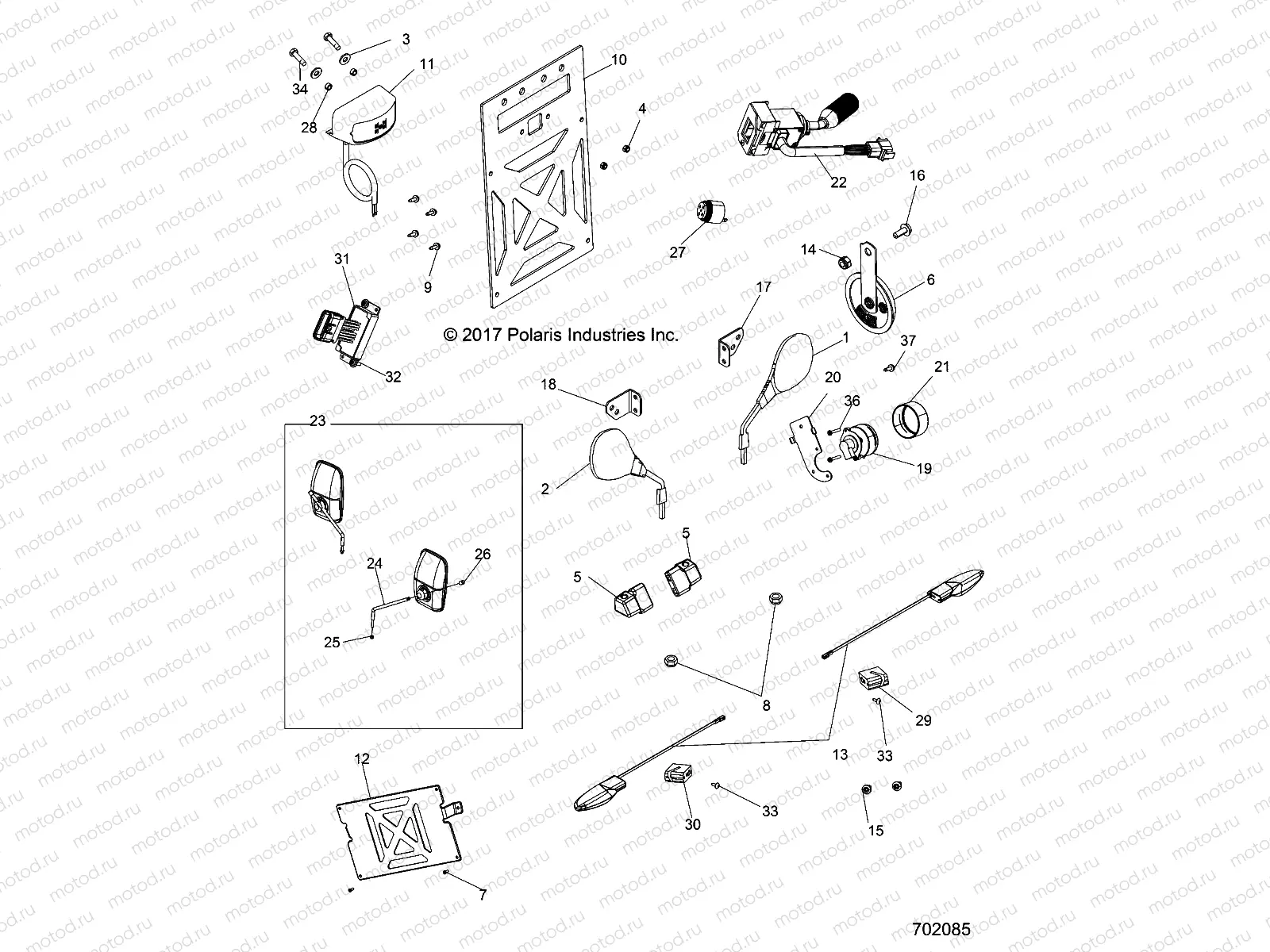 ELECTRICAL | ELECTRICAL, LICENSE PLATES AND MIRRORS - R19RMA57F1/S57C1/F1 (702085)