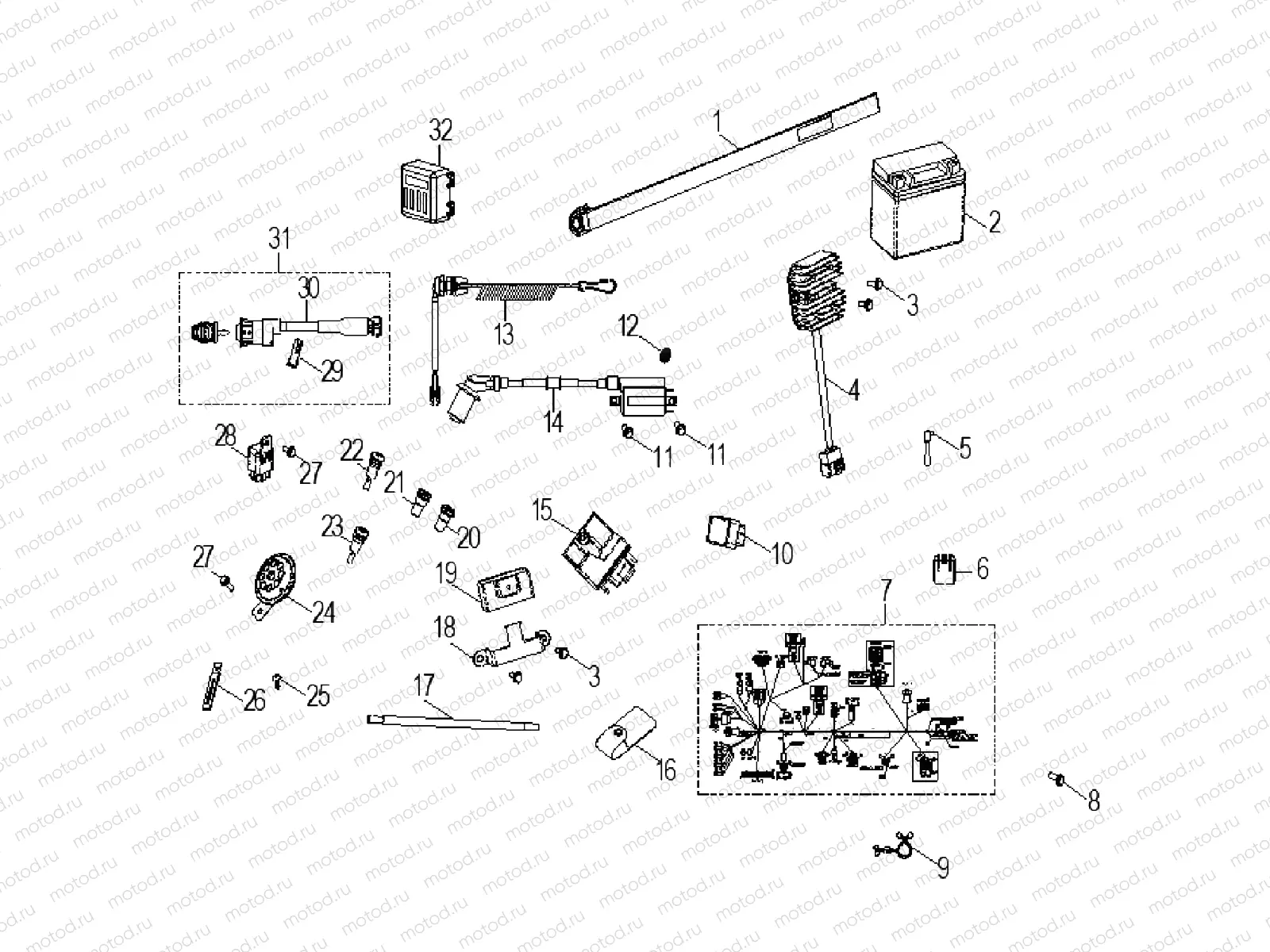 ELECTRICAL | ELECTRICAL, SWITCHES, HARNESS and INDICATORS - A21YAK11B6/B7/N6/N7 (A00087 OUTLAW)