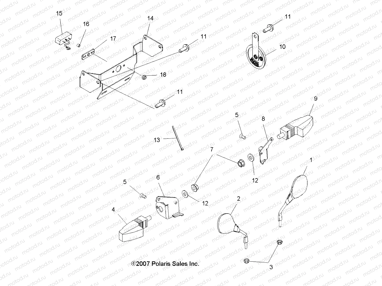 ELECTRICAL | ELECTRICAL, TURN SIGNALS, HORN and MIRRORS - A08DN76FC (49ATVTURNSIG08SPTRG800I)