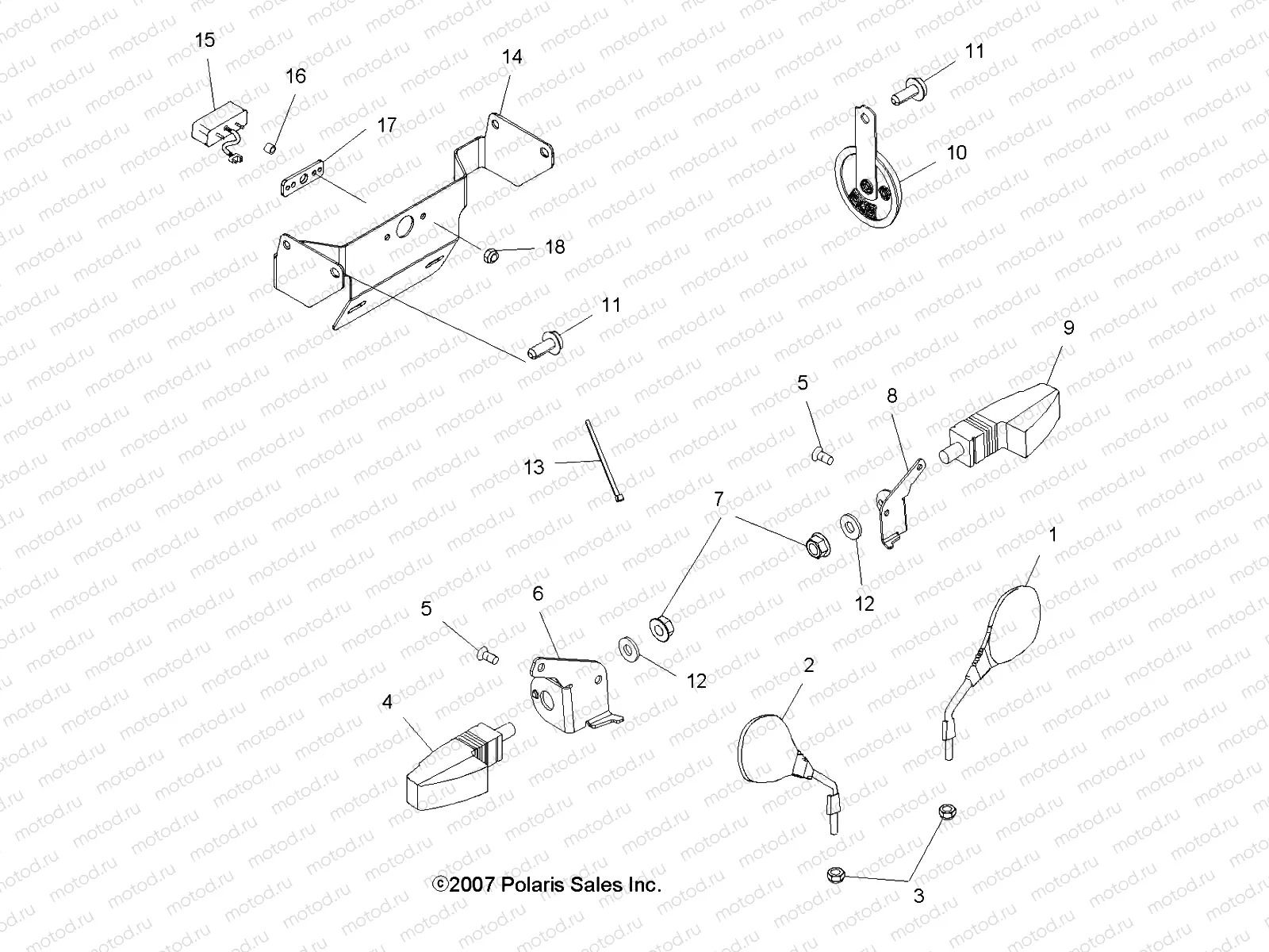 ELECTRICAL | ELECTRICAL, TURN SIGNALS, HORN and MIRRORS - A09DN50EA (49ATVTURNSIG08SPTRG500QD)