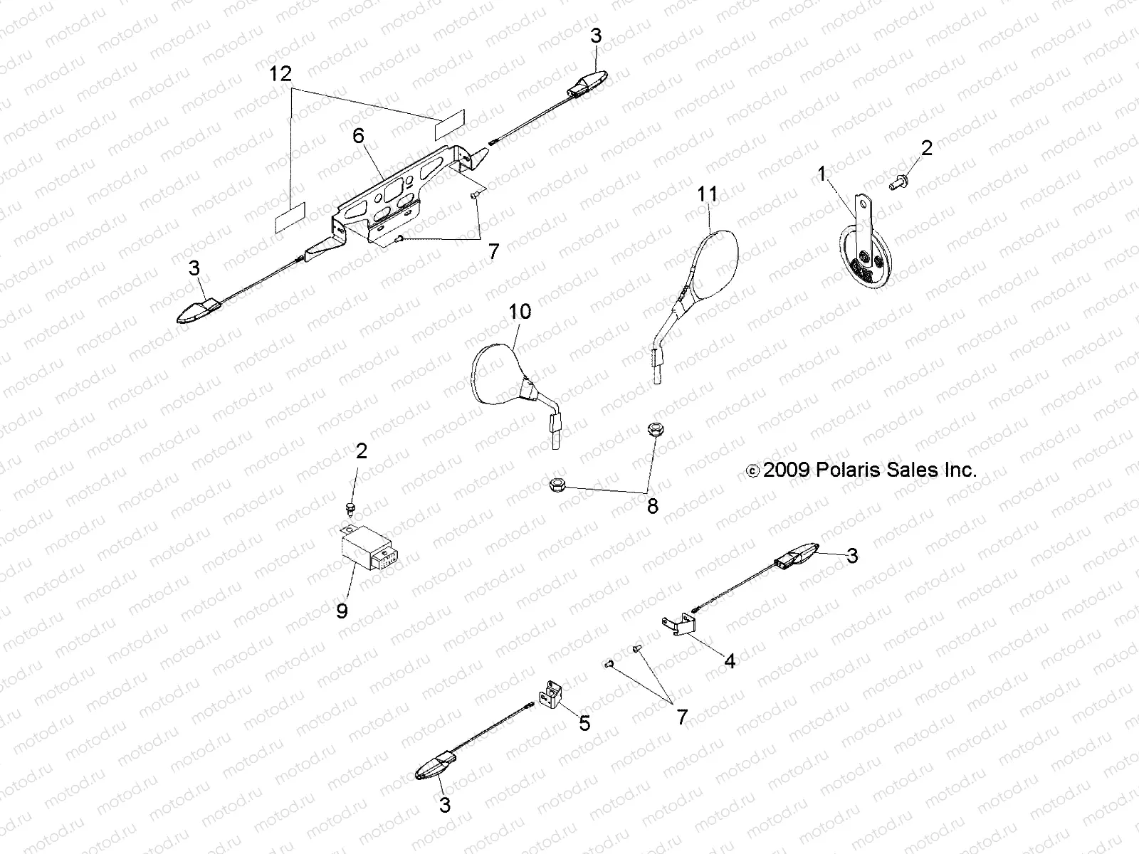 ELECTRICAL | ELECTRICAL, TURN SIGNALS, HORN, MIRRORS and LICENSE PLATE HOLDER - A10NA32FA (49ATVTURNSIG10TBI)