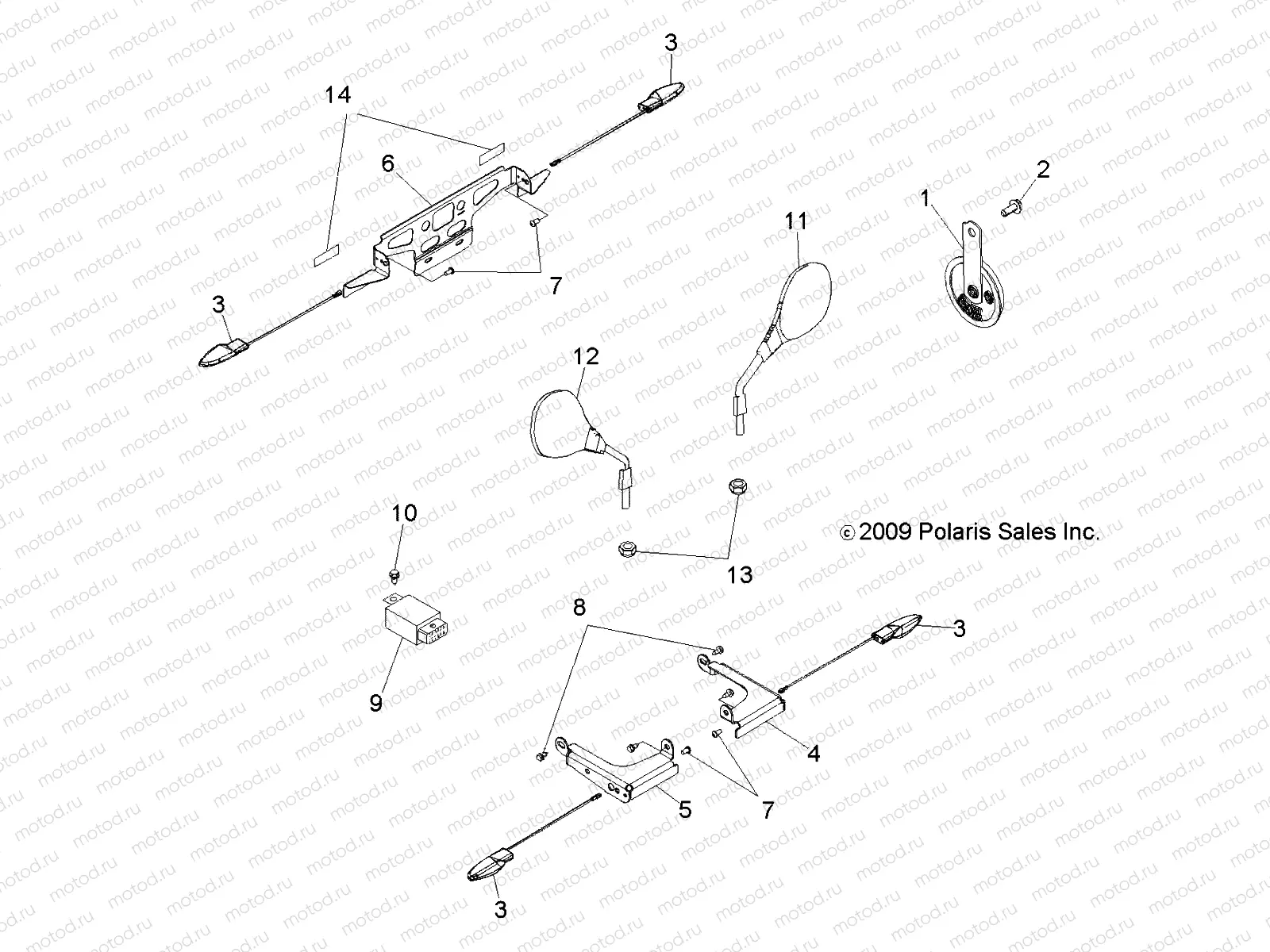 ELECTRICAL | ELECTRICAL, TURN SIGNALS, HORN, MIRRORS and LICENSE PLATE HOLDER - A11EA32FA (49ATVTURNSIG10BOSSI)