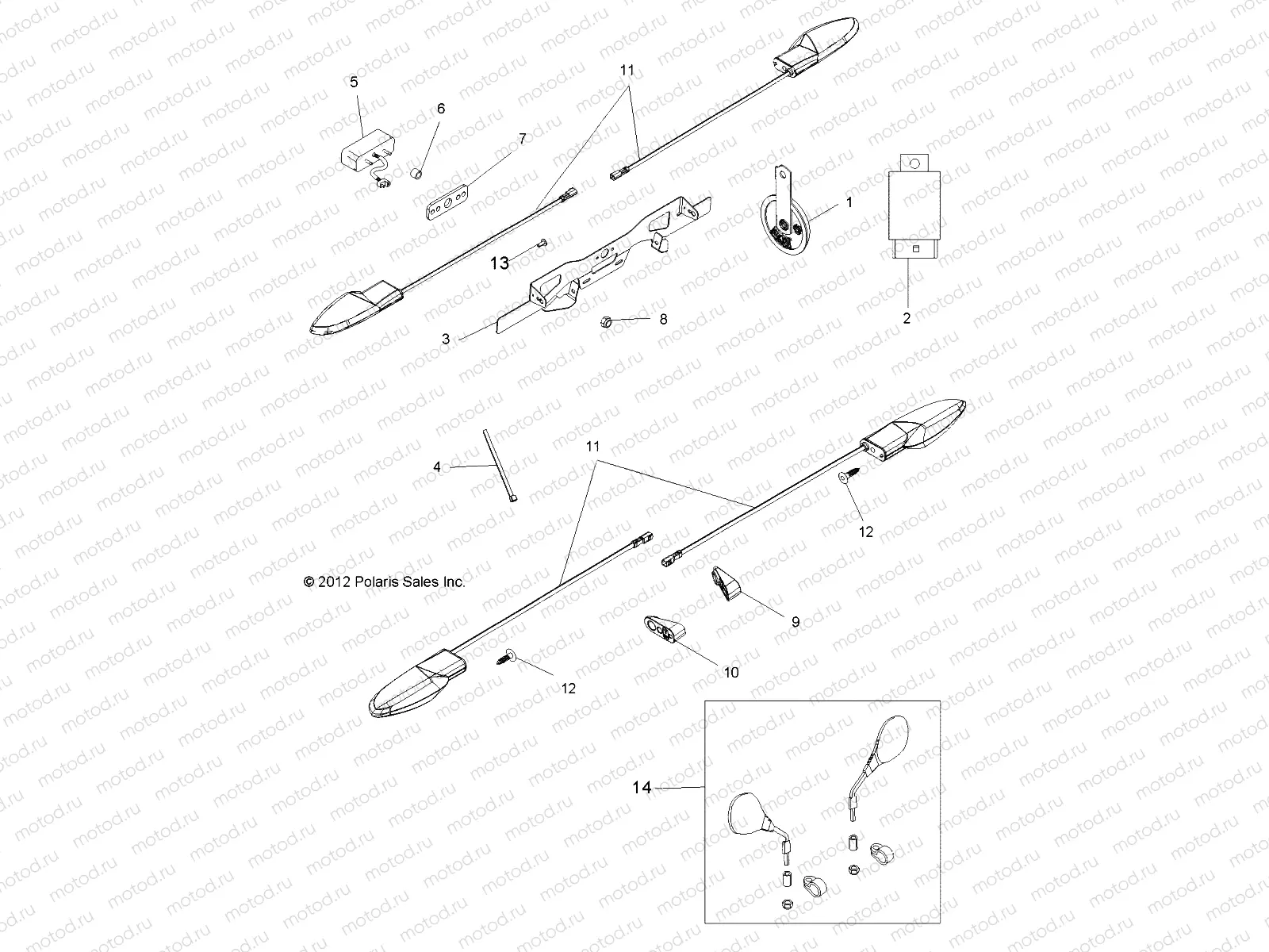 ELECTRICAL | ELECTRICAL, TURN SIGNALS, LP BRACKET, MIRRORS and HORN - A13GH8EFK (49ATVTURNSIG13SCRAM850I)