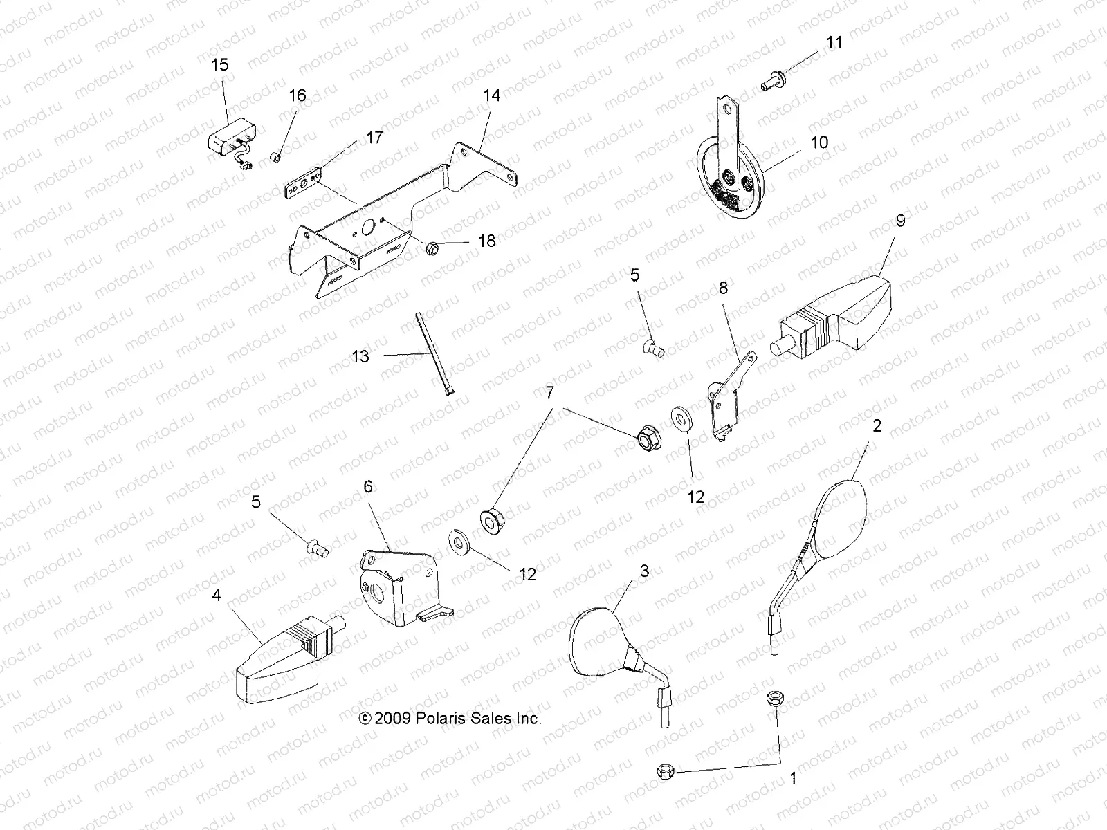 ELECTRICAL | ELECTRICAL, TURN SIGNALS/MIRRORS/HORN - A10MH50FX/FF (49ATVTURNSIG10SP500I)