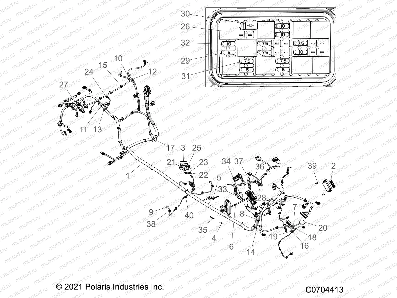 ELECTRICAL | ELECTRICAL, WIRE HARNESS, CHASSIS, DELUXE RIDE COMMAND - Z21R4D92AM/BM/AC (C0704413)