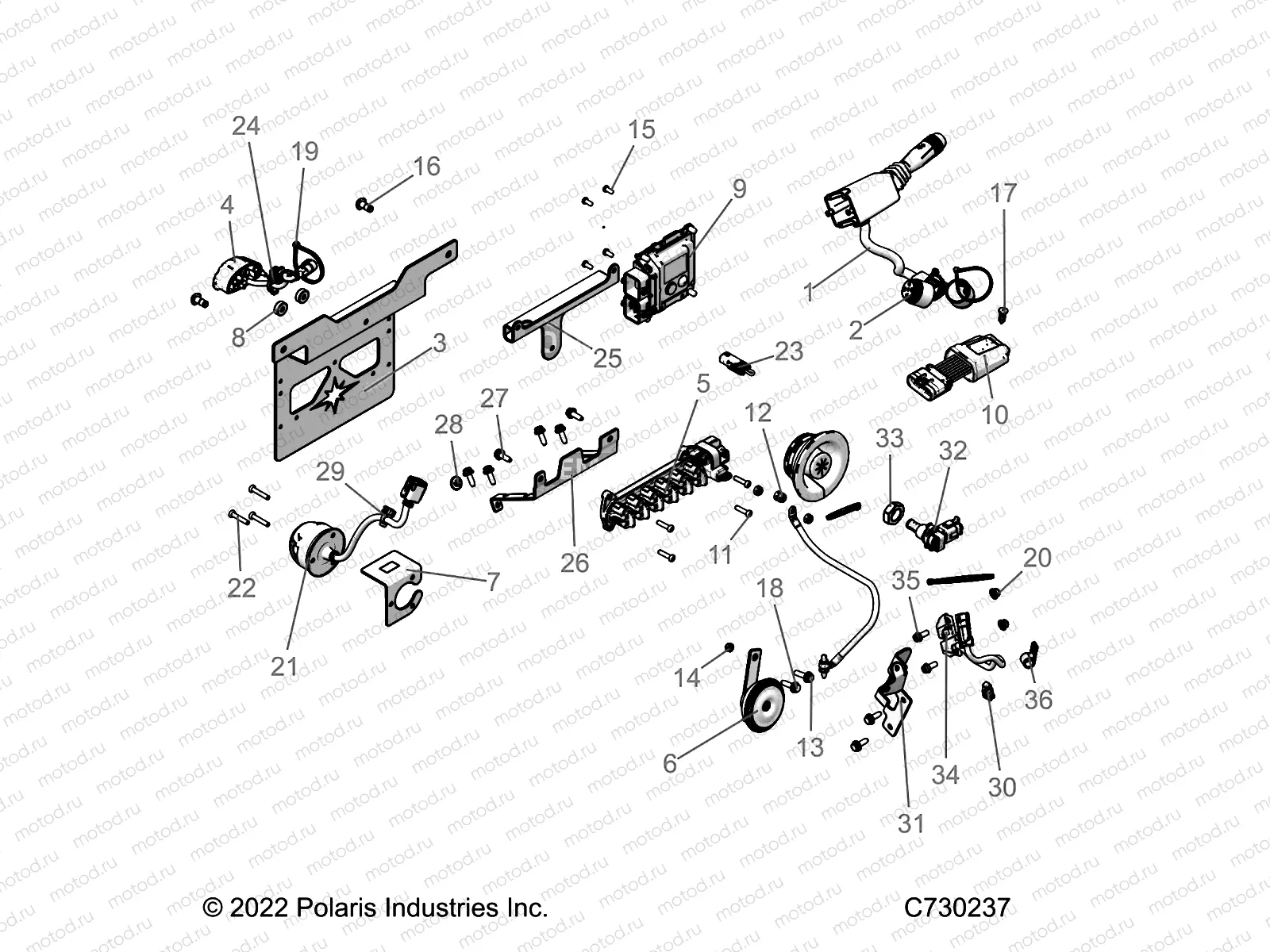 ELECTRICAL | ELECTRICAL, WIRE HARNESS, COMPONENTS, AND LICENSE PLATE - R22RRED4JA (C730237)