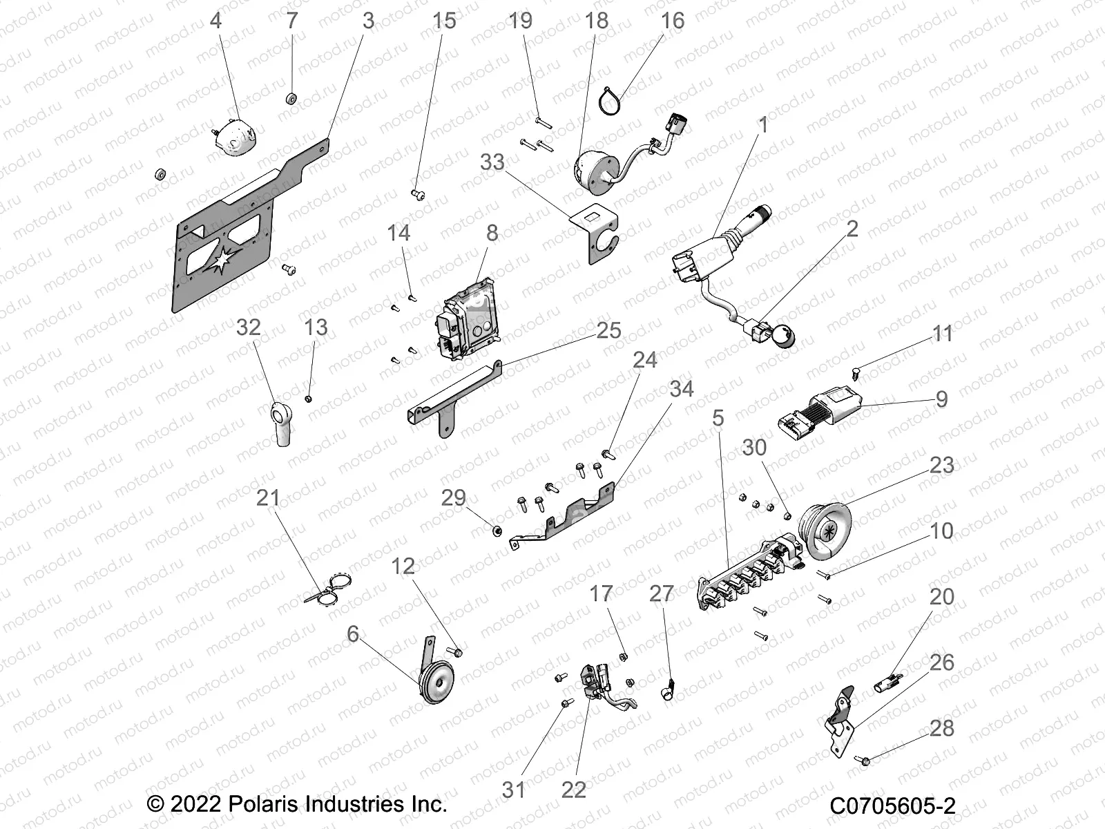 ELECTRICAL | ELECTRICAL, WIRE HARNESS COMPONENTS, AND LICENSE PLATE - R23RRRED4JA (C0705605-2)