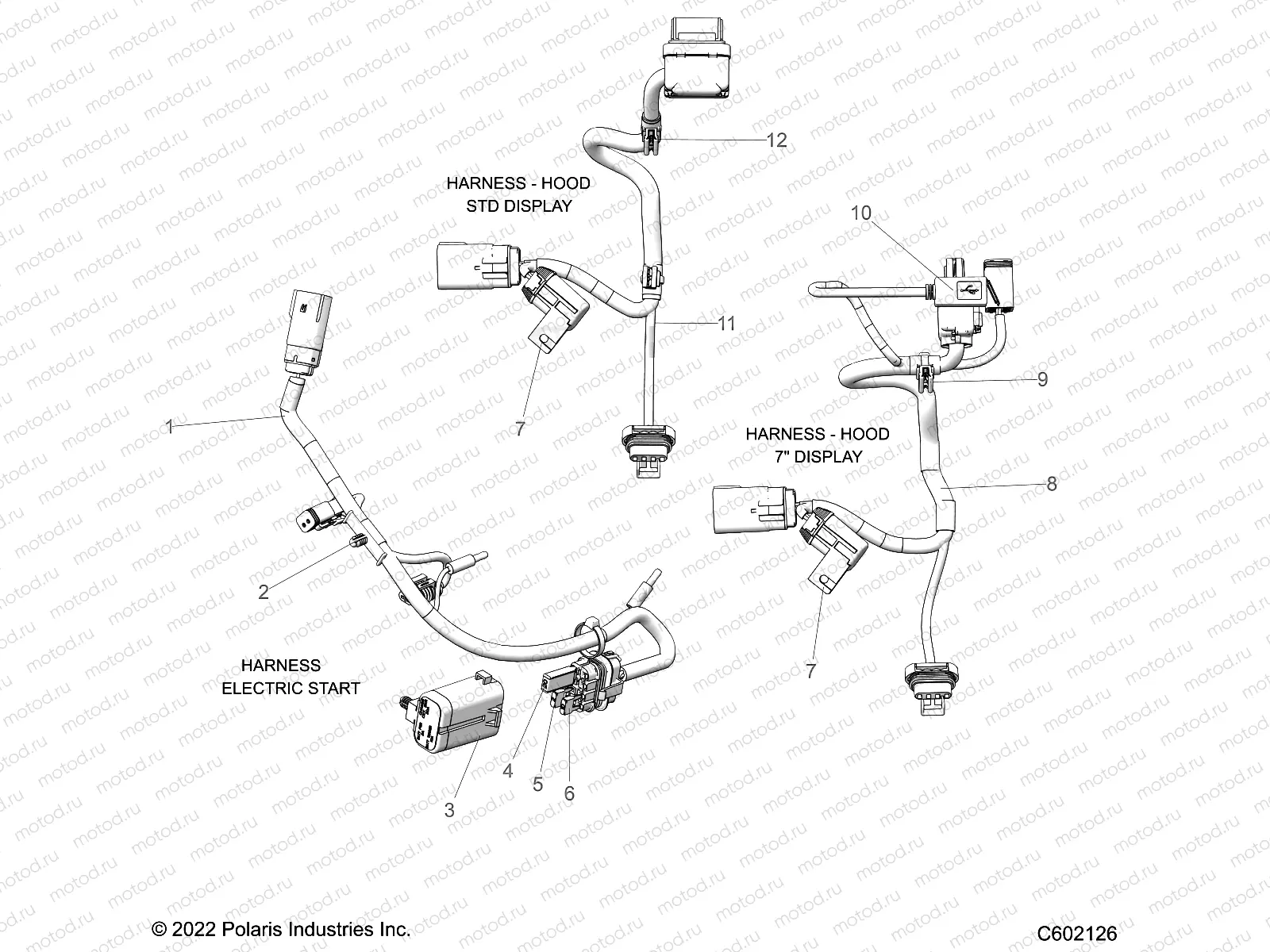 ELECTRICAL | ELECTRICAL, WIRE HARNESS, HOOD, ELECTRIC START - S23TLP6RS (C602126)