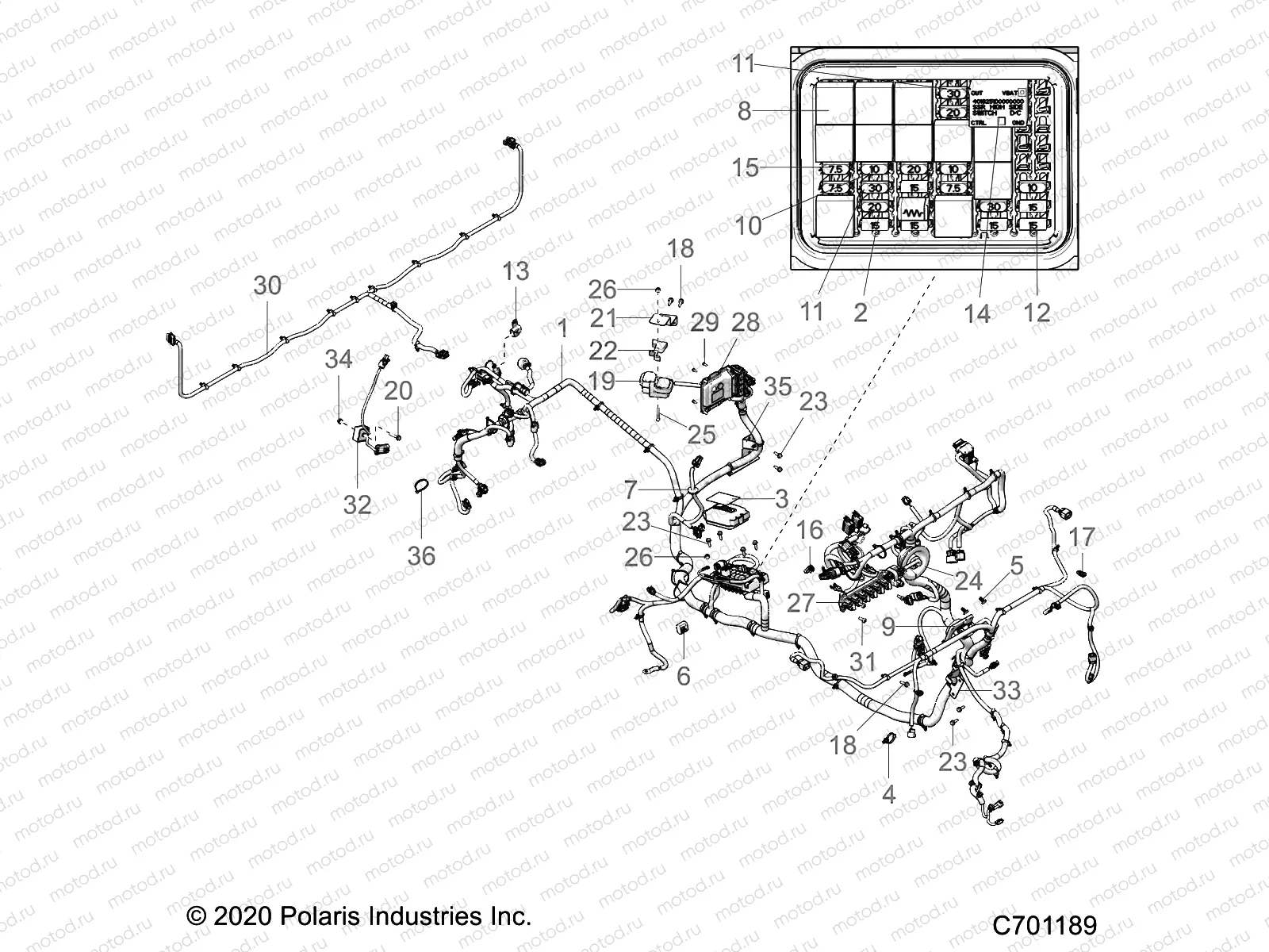 ELECTRICAL | ELECTRICAL, WIRE HARNESS - R21RRU99A9/AC/AP/AW/B9/BC/BP/BW (C701189)