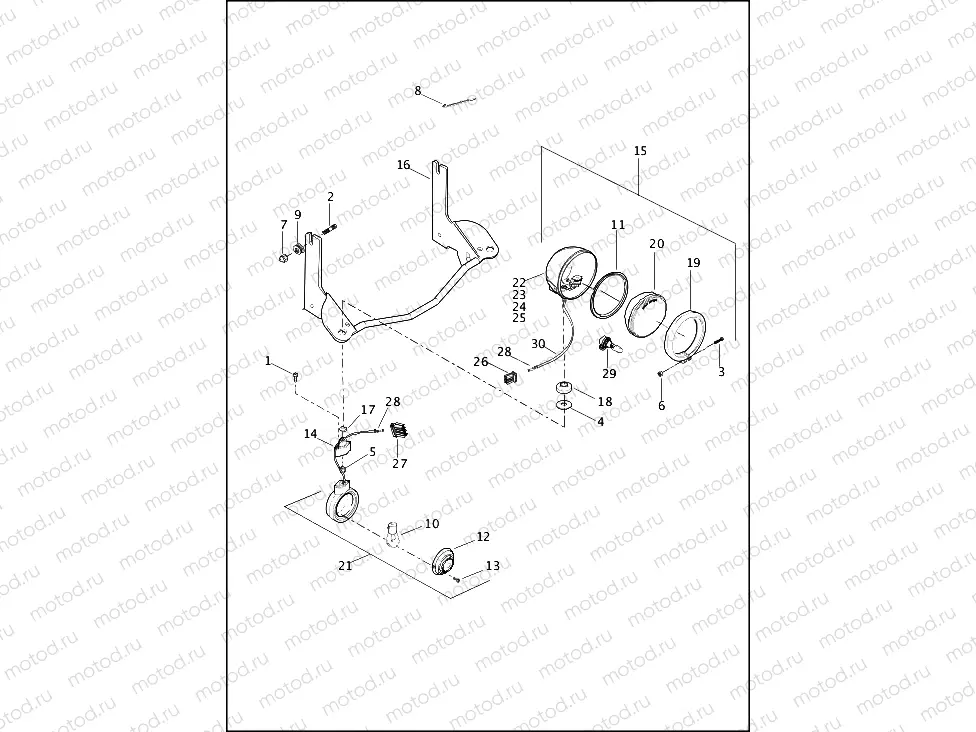 EMERGENCY LAMPS & TURN SIGNALS, FRONT - FLHP