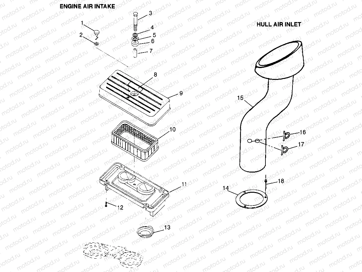 ENGINE AIR INTAKE/HULL AIR INLET (Intl. SL 700/Intl. DELUXE) Intl. SL 700 I (4940874087B010) | ENGINE AIR INTAKE/HULL AIR INLET (Intl. SL 700/Intl. DELUXE) Intl. SL 700 I (4940874087B010)