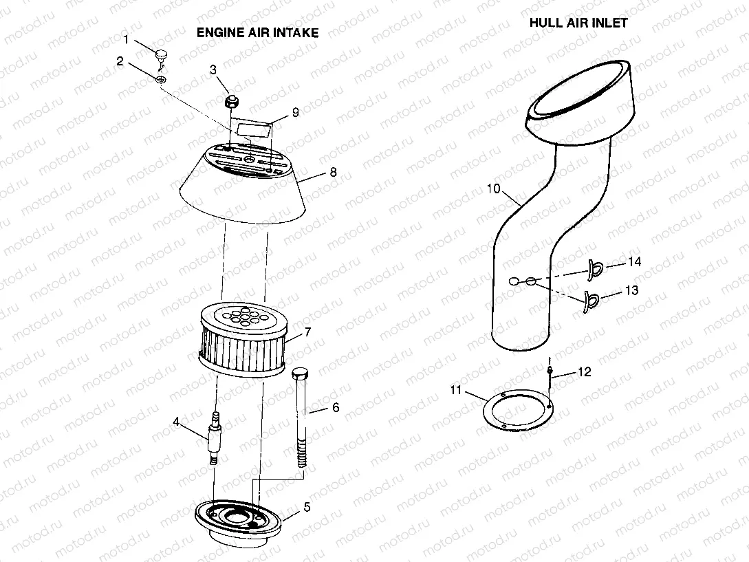 ENGINE AIR INTAKE/HULL AIR INLET (SL700/DELUXE) SL 700 B974071 and SL 700 D (4940874087B009) | ENGINE AIR INTAKE/HULL AIR INLET (SL700/DELUXE) SL 700 B974071 and SL 700 D (4940874087B009)