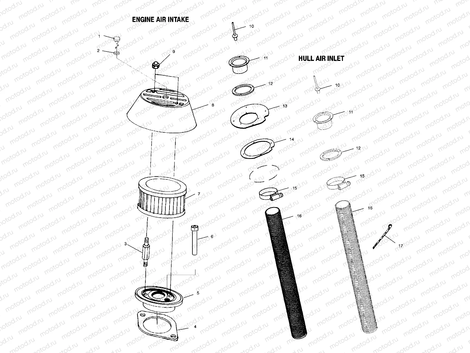 ENGINE AIR INTAKE/HULL AIR INLET - W005197D (4955815581B014) | ENGINE AIR INTAKE/HULL AIR INLET - W005197D (4955815581B014)