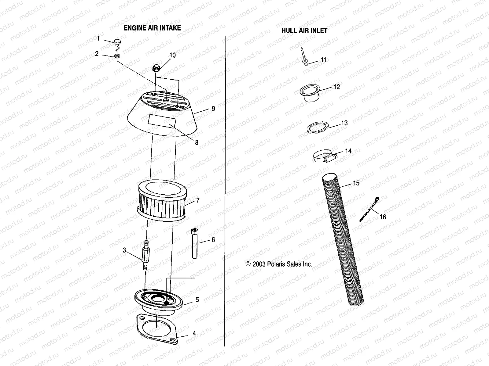 ENGINE AIR INTAKE/HULL AIR INLET - W045297DA/IA/IB (4990519051B09) | ENGINE AIR INTAKE/HULL AIR INLET - W045297DA/IA/IB (4990519051B09)