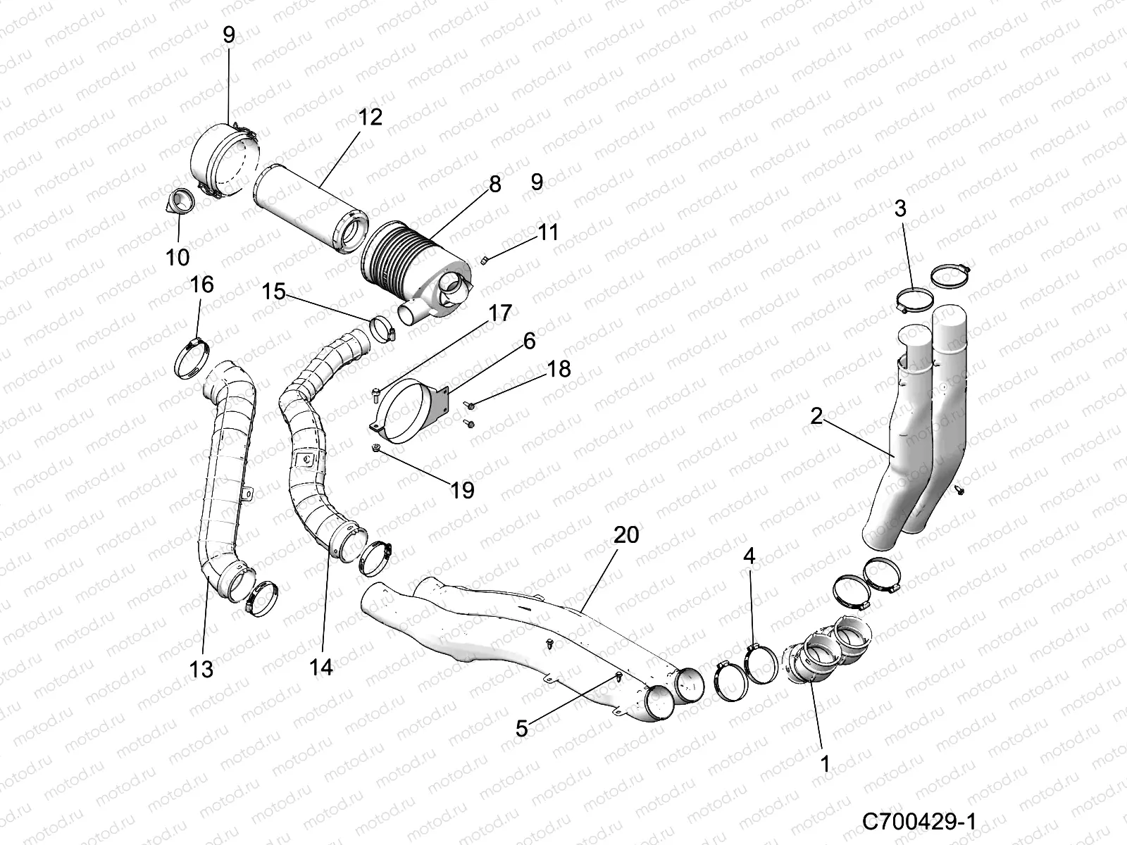ENGINE | ENGINE, AIR INTAKE, FRONT - D20BBPD4B4/APD4B4 (C700429-1)