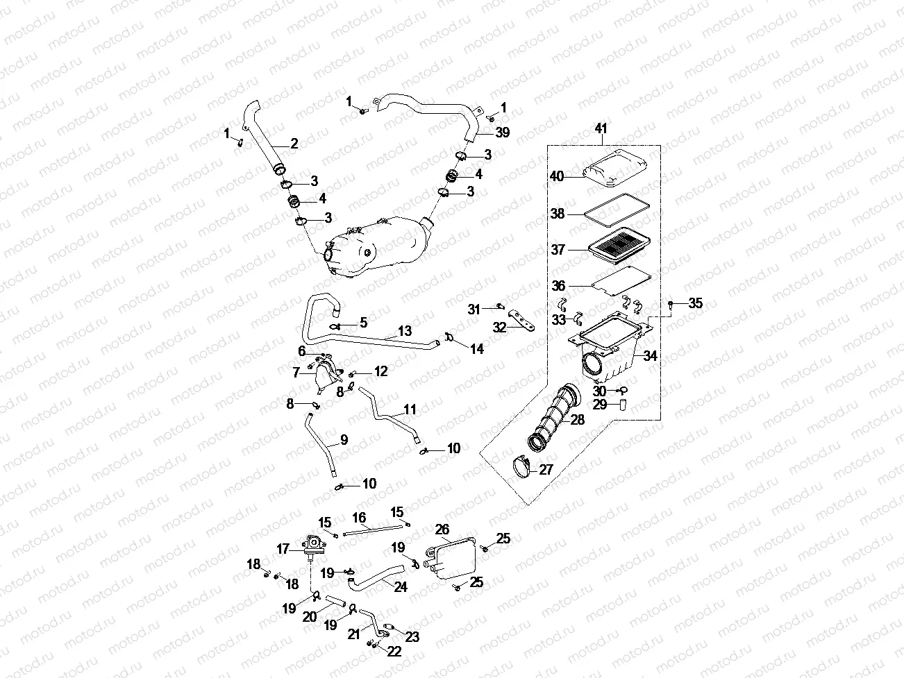 ENGINE | ENGINE, AIR INTAKE SYSTEM - A14KA09AD/AF (49ATVAIRBOX14SP90)
