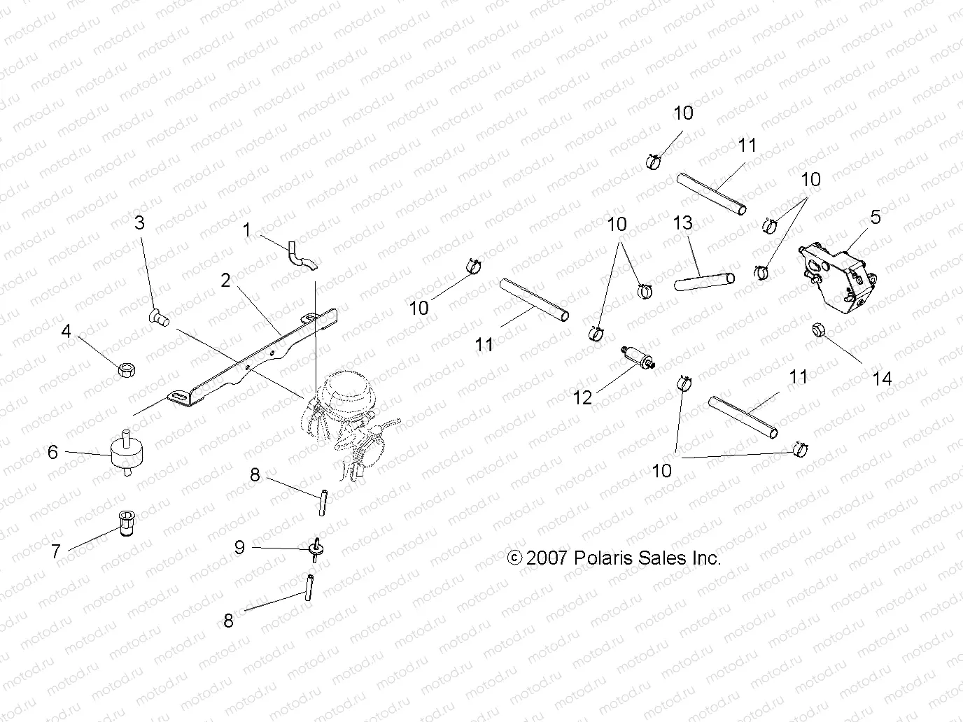 ENGINE | ENGINE, CARBURETOR MOUNTING and FUEL LINES - A08MH50AX/AZ (49ATVCARBBRKT08SP500)