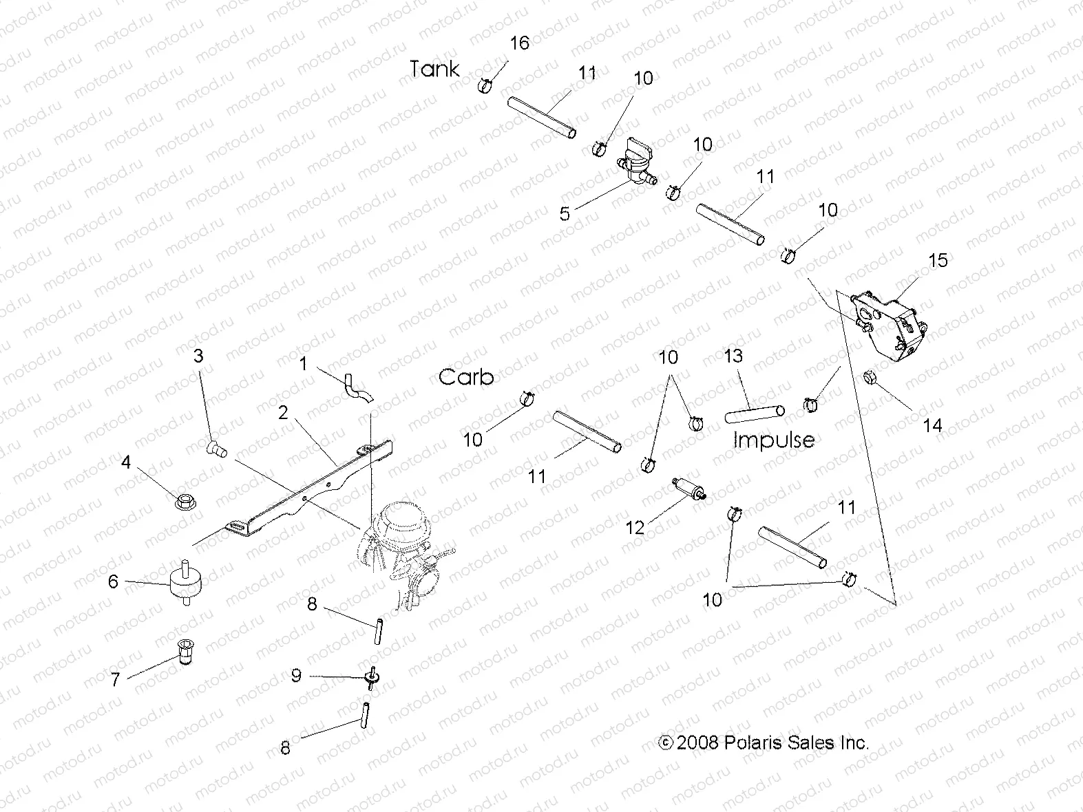 ENGINE | ENGINE, CARBURETOR MOUNTING and FUEL LINES - A10MH50AJ/AX/AZ (49ATVCARBBRKT09SP500)