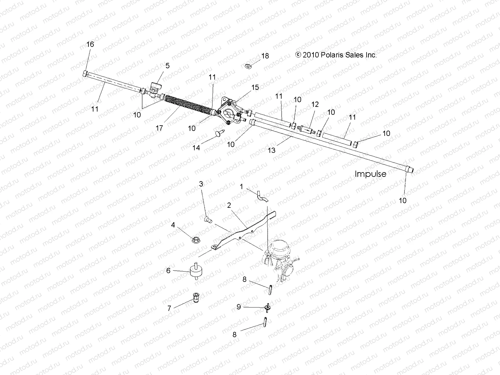 ENGINE | ENGINE, CARBURETOR MOUNTING and FUEL LINES - A11DH50FX (49ATVCARBBRKT11SP500I)