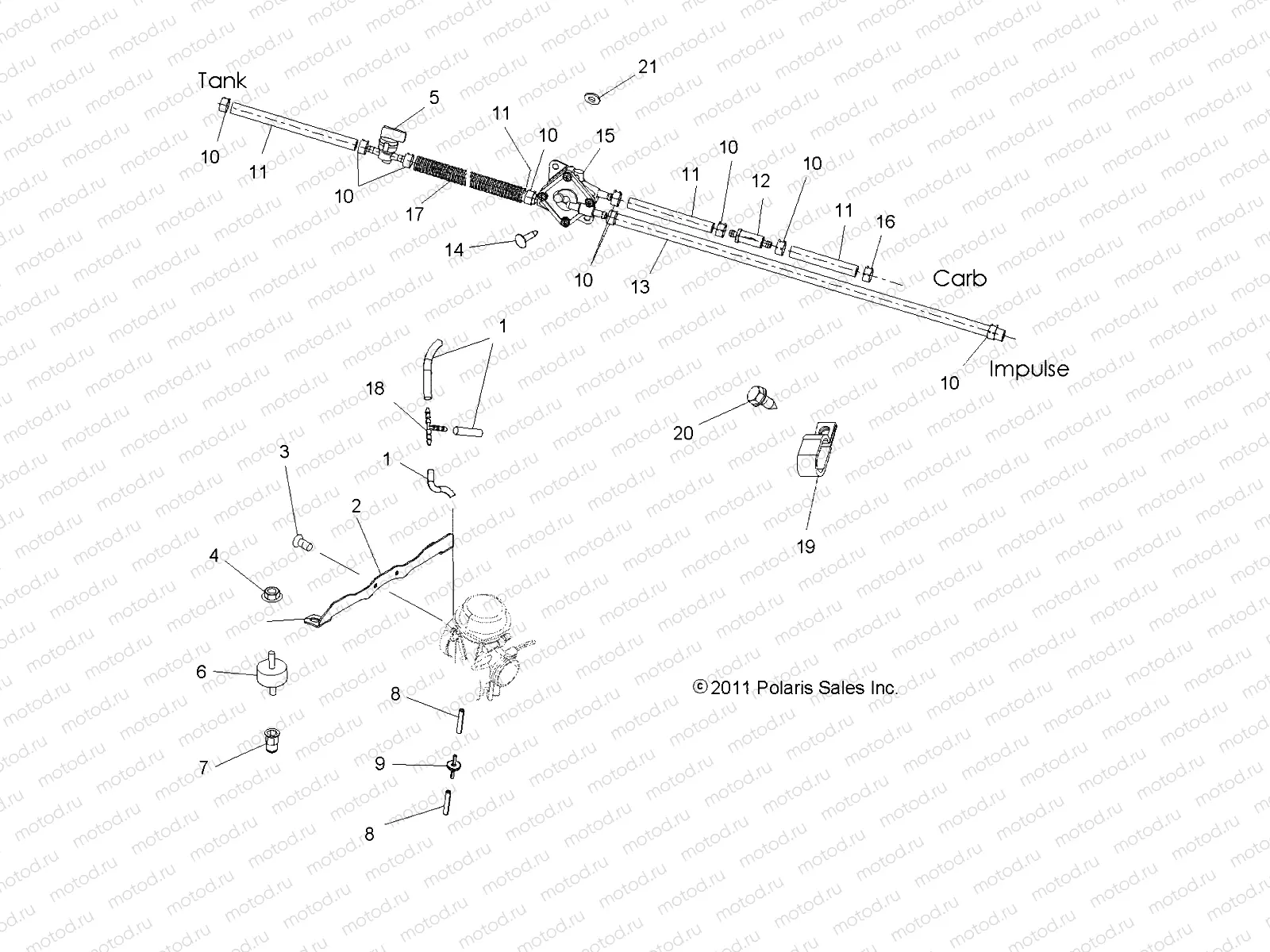 ENGINE | ENGINE, CARBURETOR MOUNTING and FUEL LINES - A12MH46AF/AX/AZ (49ATVCARBBRKT11HAWK)