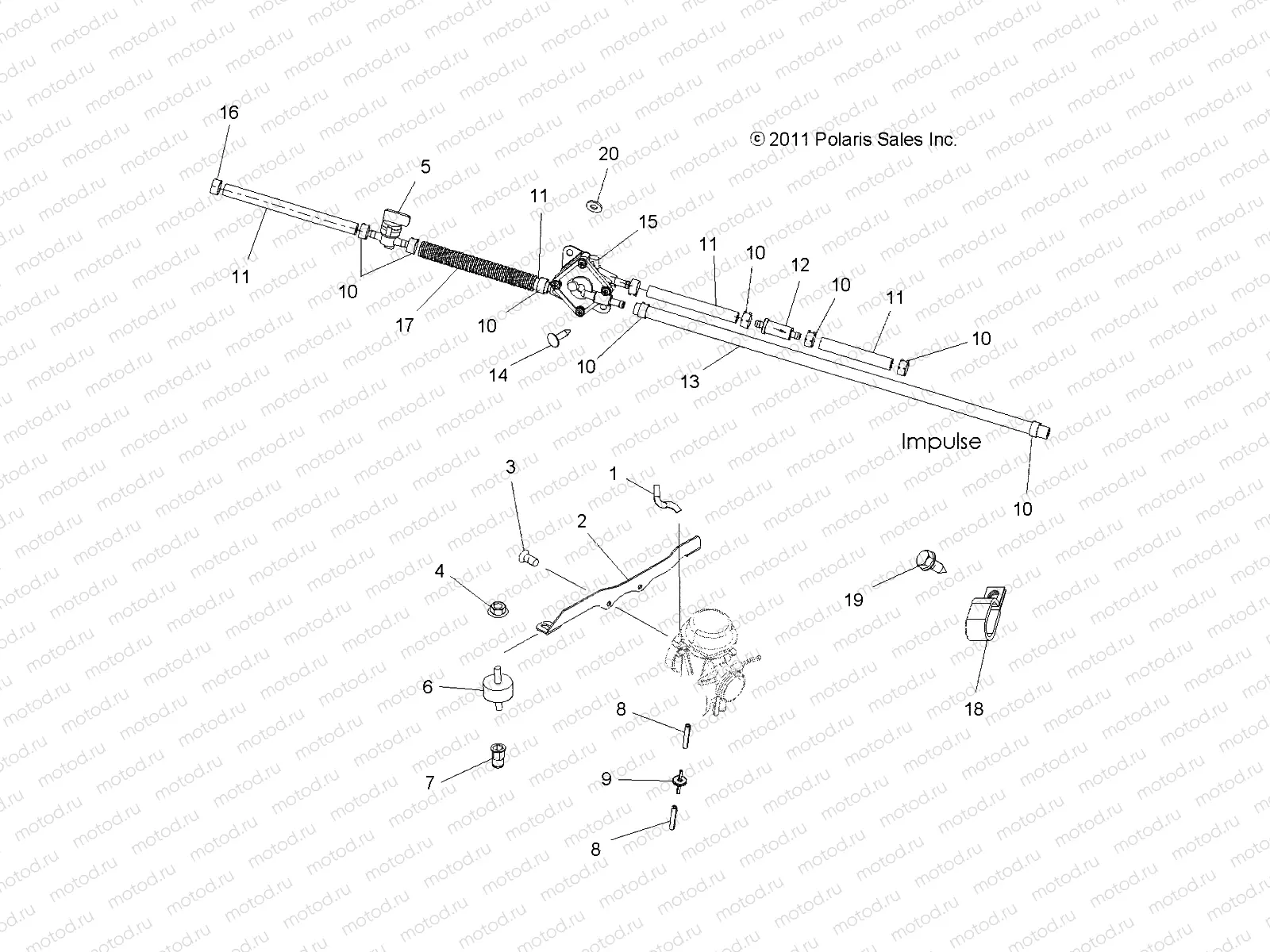 ENGINE | ENGINE, CARBURETOR MOUNTING and FUEL LINES - A13MH50FF/FJ/FU (49ATVCARBBRKT11500)