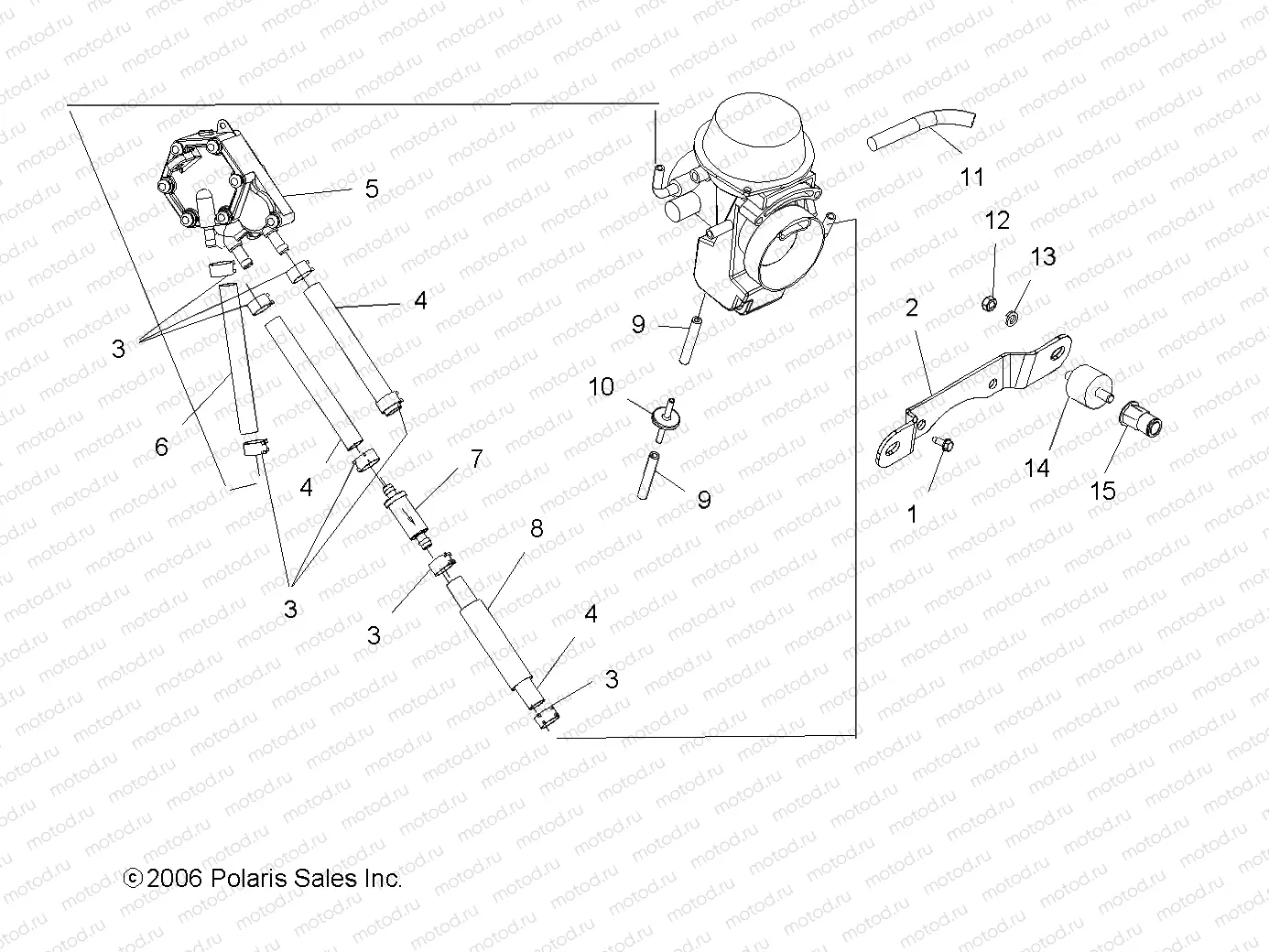 ENGINE | ENGINE, CARBURETOR MOUNTING/FUEL PUMP/LINES - A07BA50FA (49ATVCARBBRKT07SCRMIN)