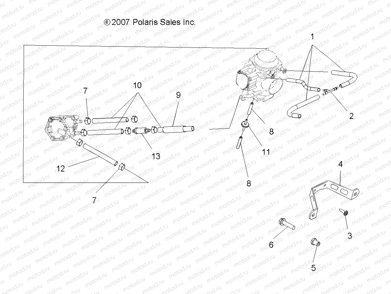 ENGINE | ENGINE, CARBURETOR MOUNTING/VENTING/FUEL LINES - A08CL50AA (49ATVCARBBRKT086X6)