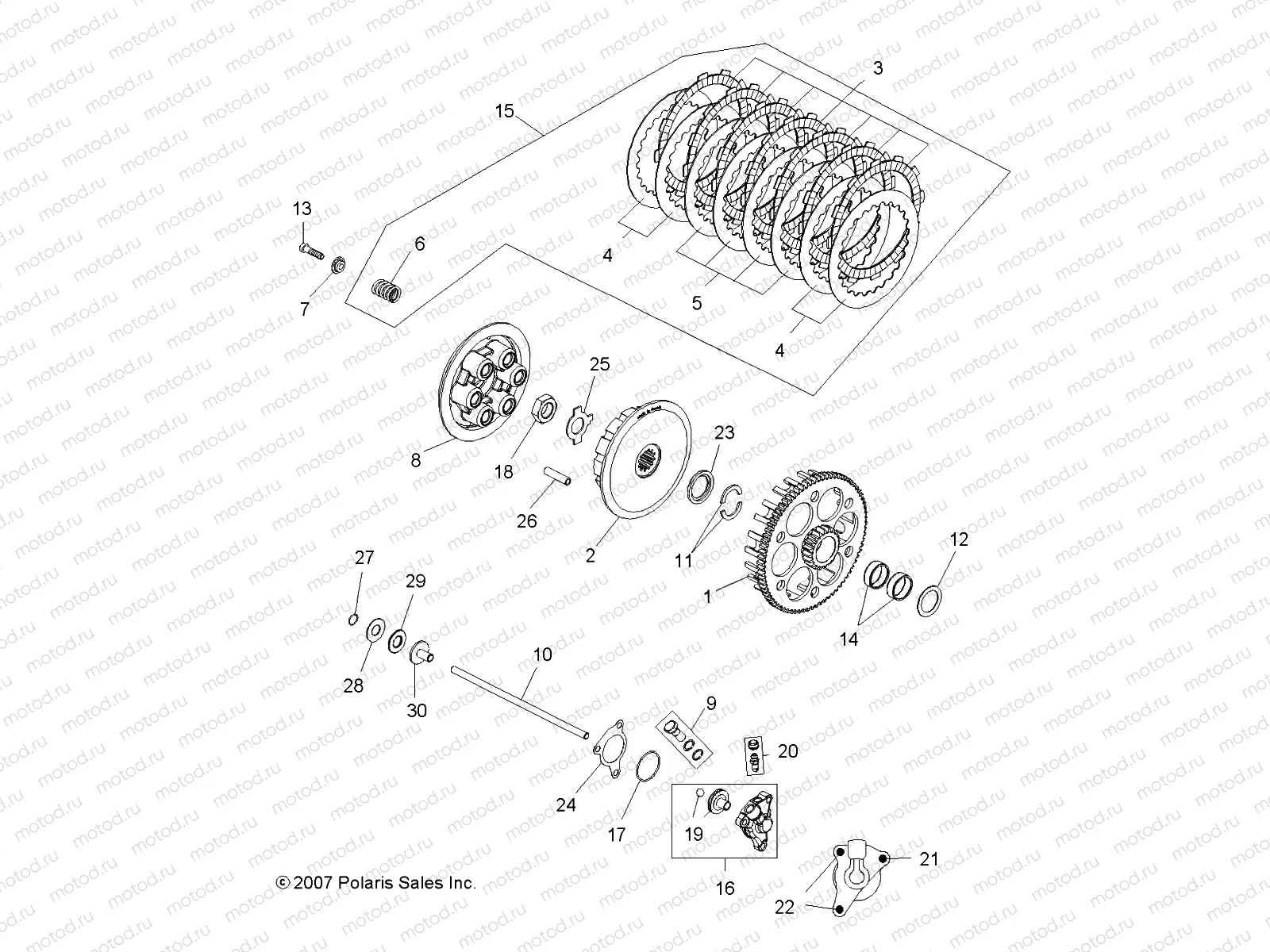ENGINE | ENGINE, CLUTCH - A08GP52AA (49ATVCLUTCH07OUT525)