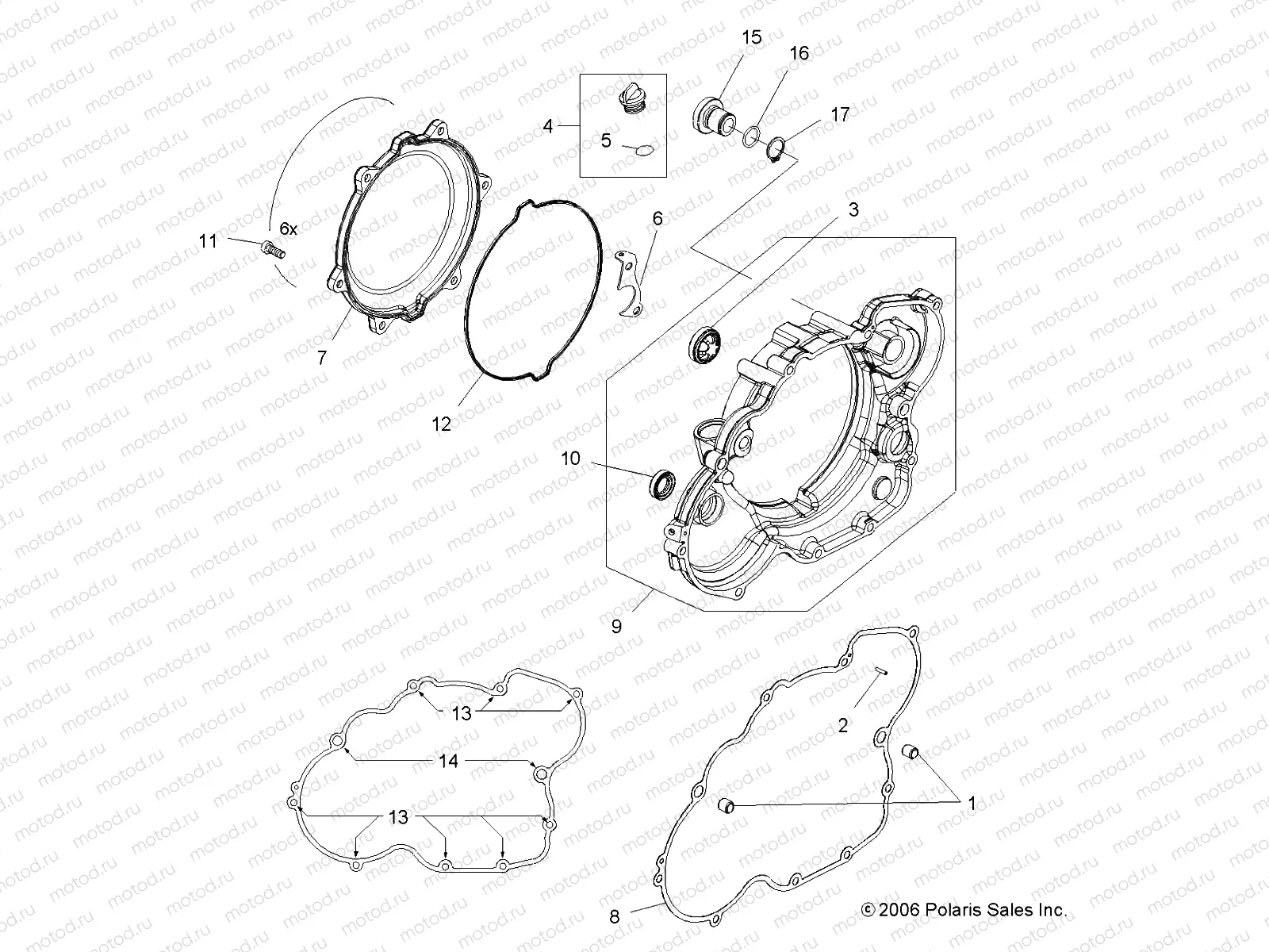 ENGINE | ENGINE, CLUTCH COVER - A08GJ52AA/AB/AC (49ATVCLUTCHCVR07OUT525)