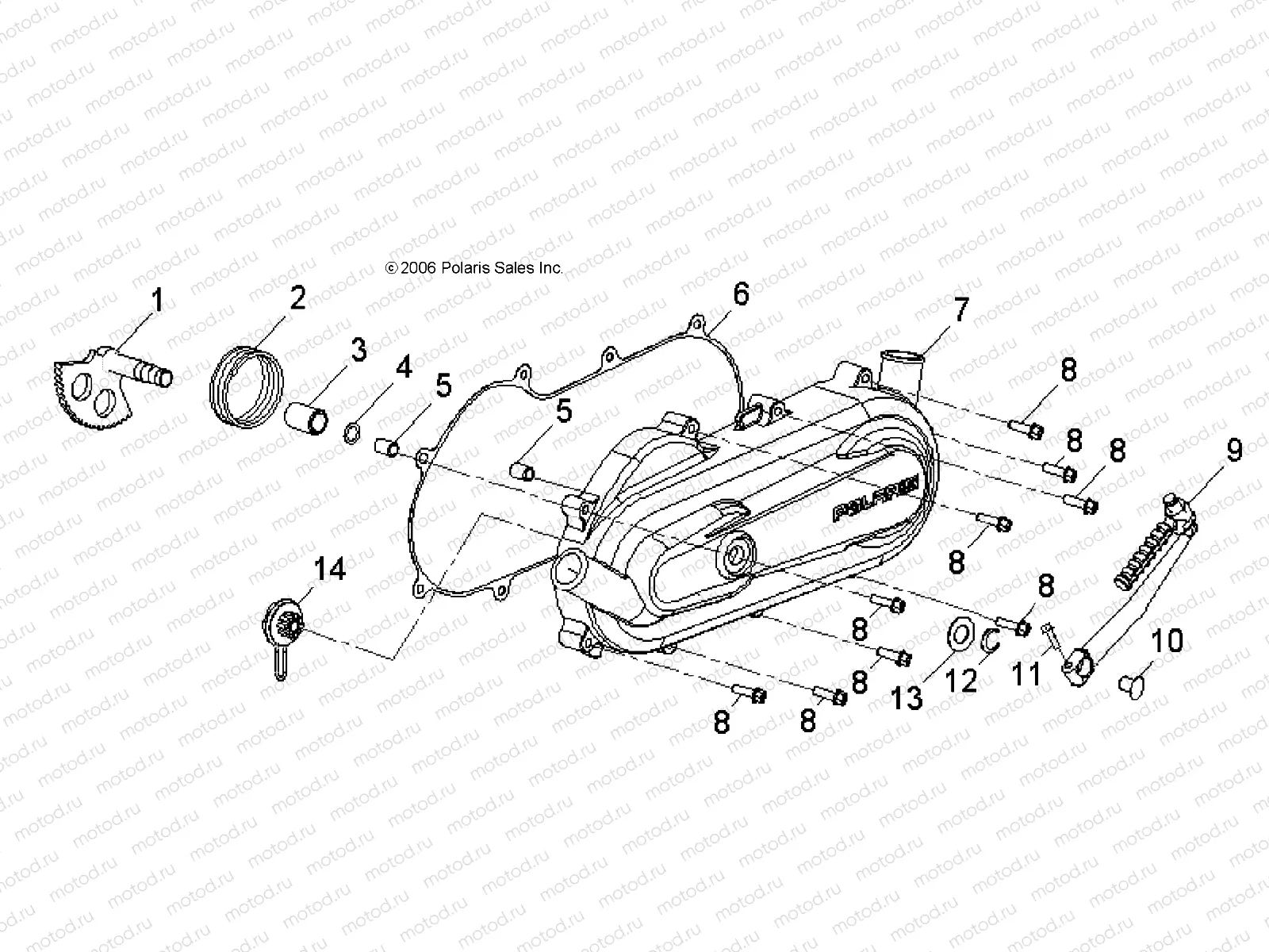 ENGINE | ENGINE, CLUTCH COVER and KICK START - A16YAK09AF (49ATVCRANKCASECVRLH09SP90)