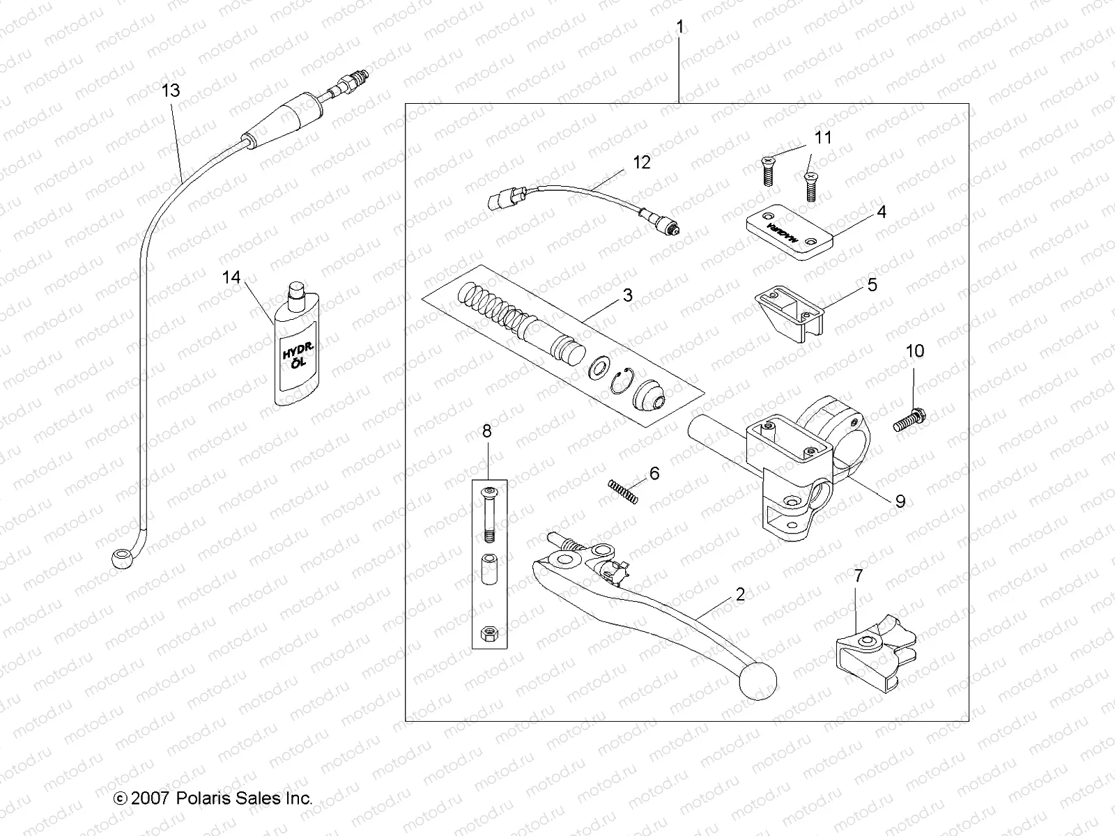 ENGINE | ENGINE, CLUTCH LEVER and MASTER CYLINDER - A10GJ52AA (49ATVMCLH08OUT525S)