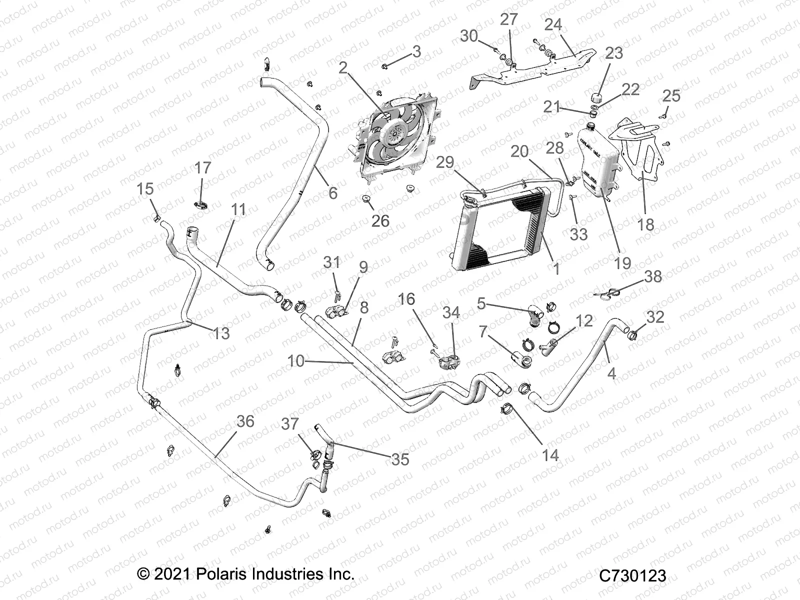 ENGINE | ENGINE, COOLING, HEATER PREP SYSTEM - R23MAS57CK (C730123)