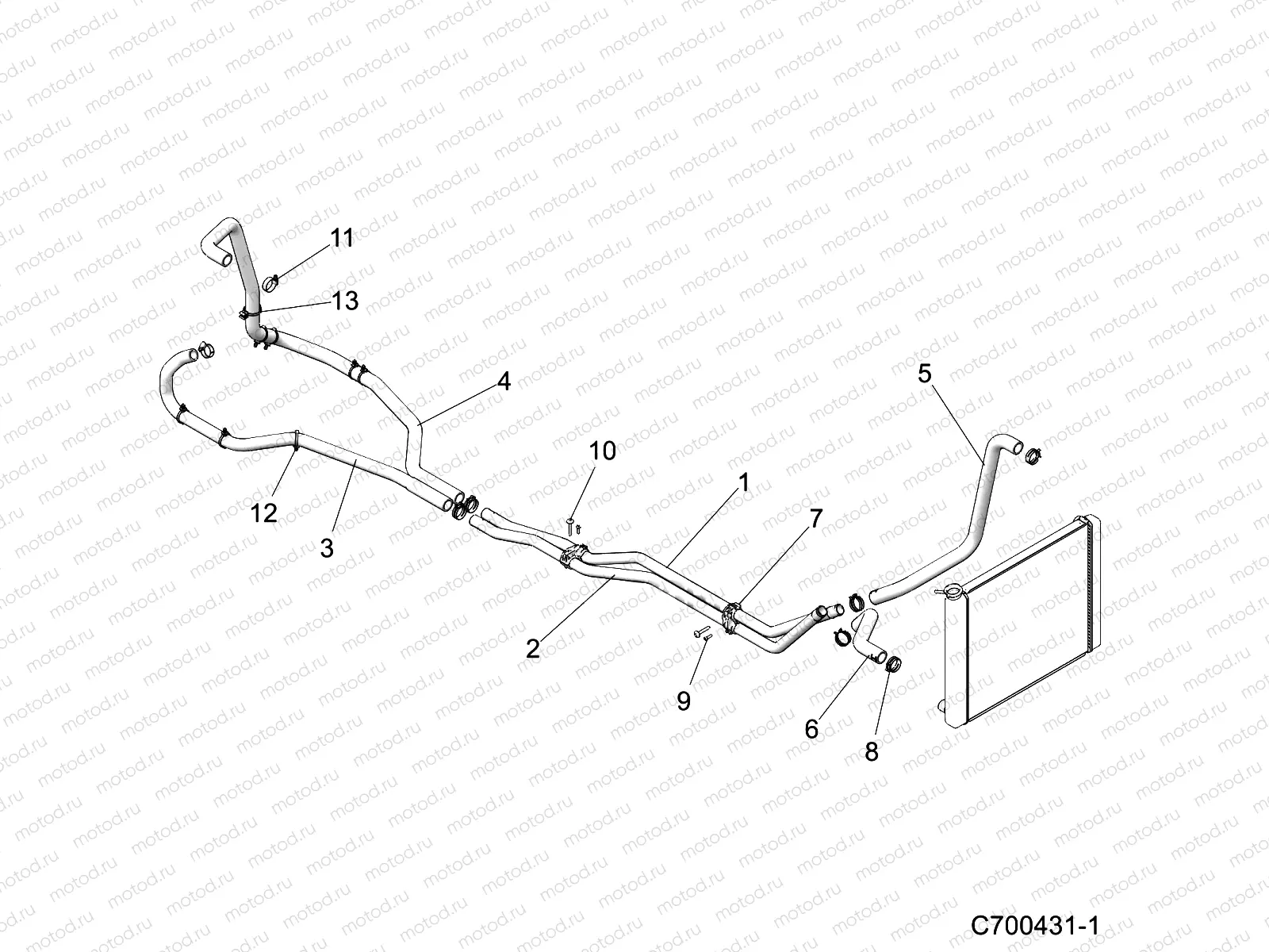 ENGINE | ENGINE, COOLING, HOSES - D21BBPD4B4 (C700431-1)