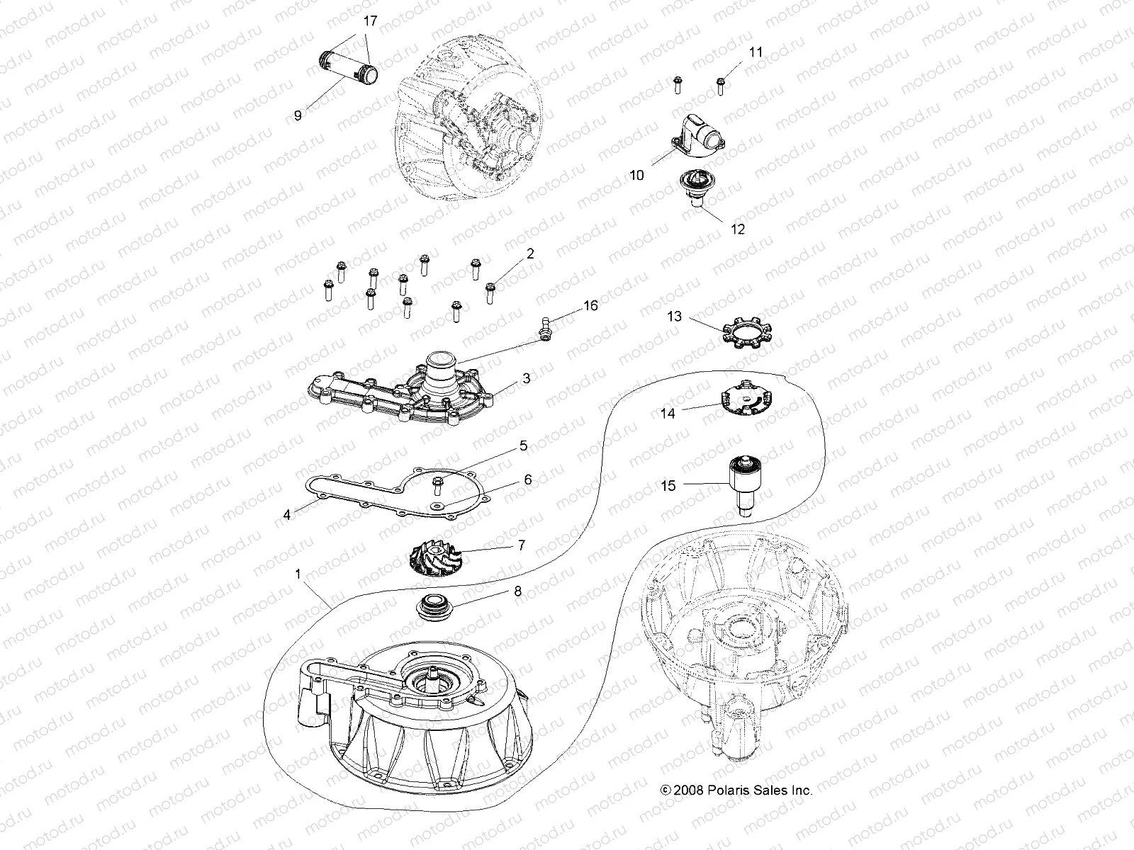 ENGINE | ENGINE, COOLING SYSTEM and WATER PUMP - A11DX85FF (49ATVWATERPUMP09SPXP850)