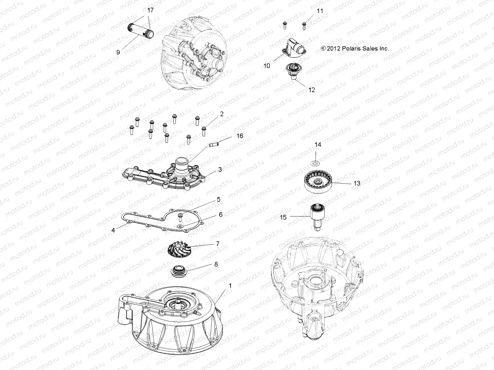 ENGINE | ENGINE, COOLING SYSTEM and WATER PUMP - A15SXE95HK (49ATVWATERPUMP13SPXP850)