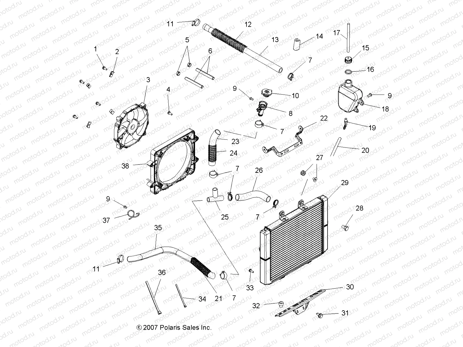 ENGINE | ENGINE, COOLING SYSTEM (Built 4/07 and After) - A09MN76AX/AZ (49ATVCOOL08SP800EFI)
