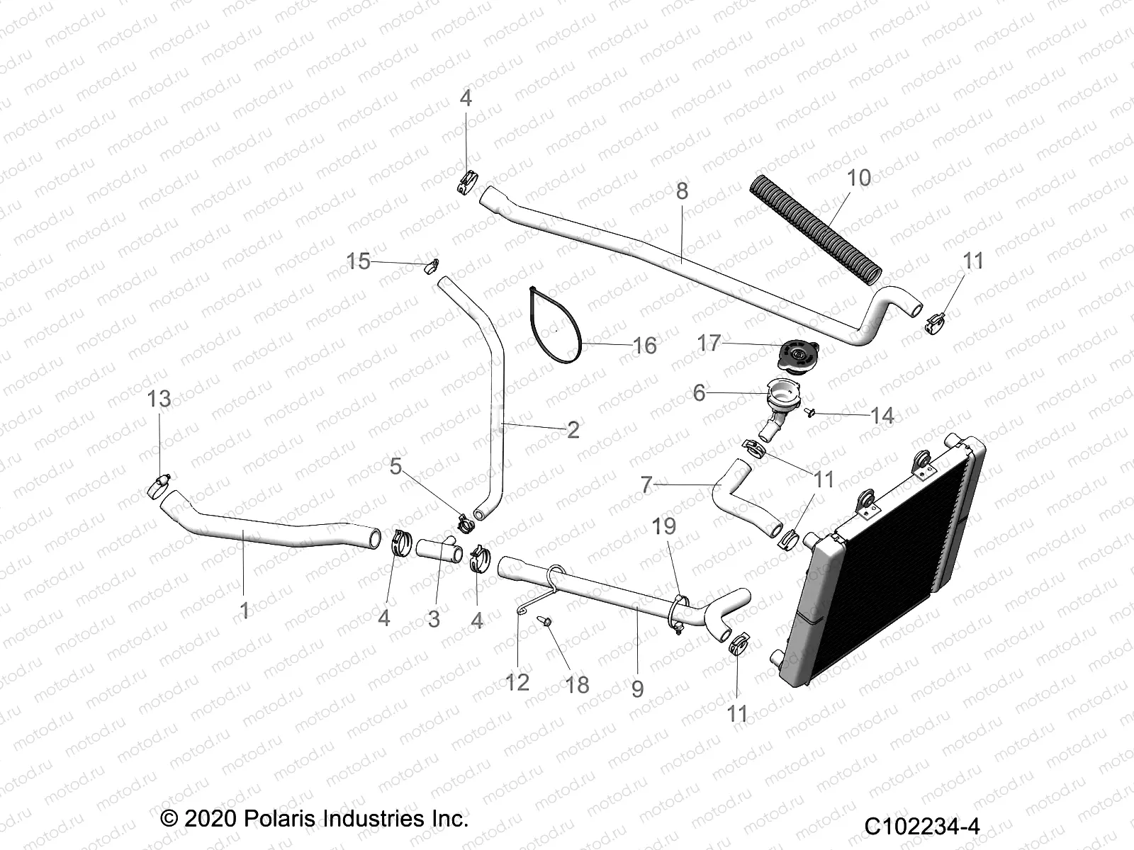 ENGINE | ENGINE, COOLING SYSTEM, HOSES - A22S6E57F1/FL (C102234-4)