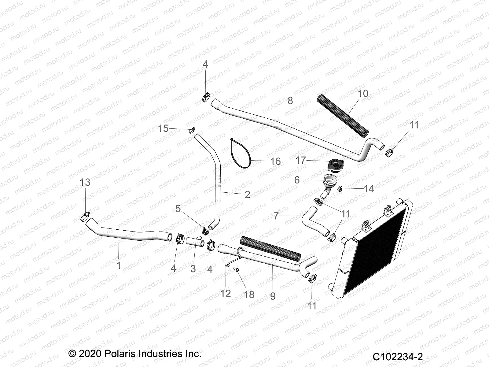 ENGINE | ENGINE, COOLING SYSTEM, HOSES - A22SDE57K4 (C102234-2)