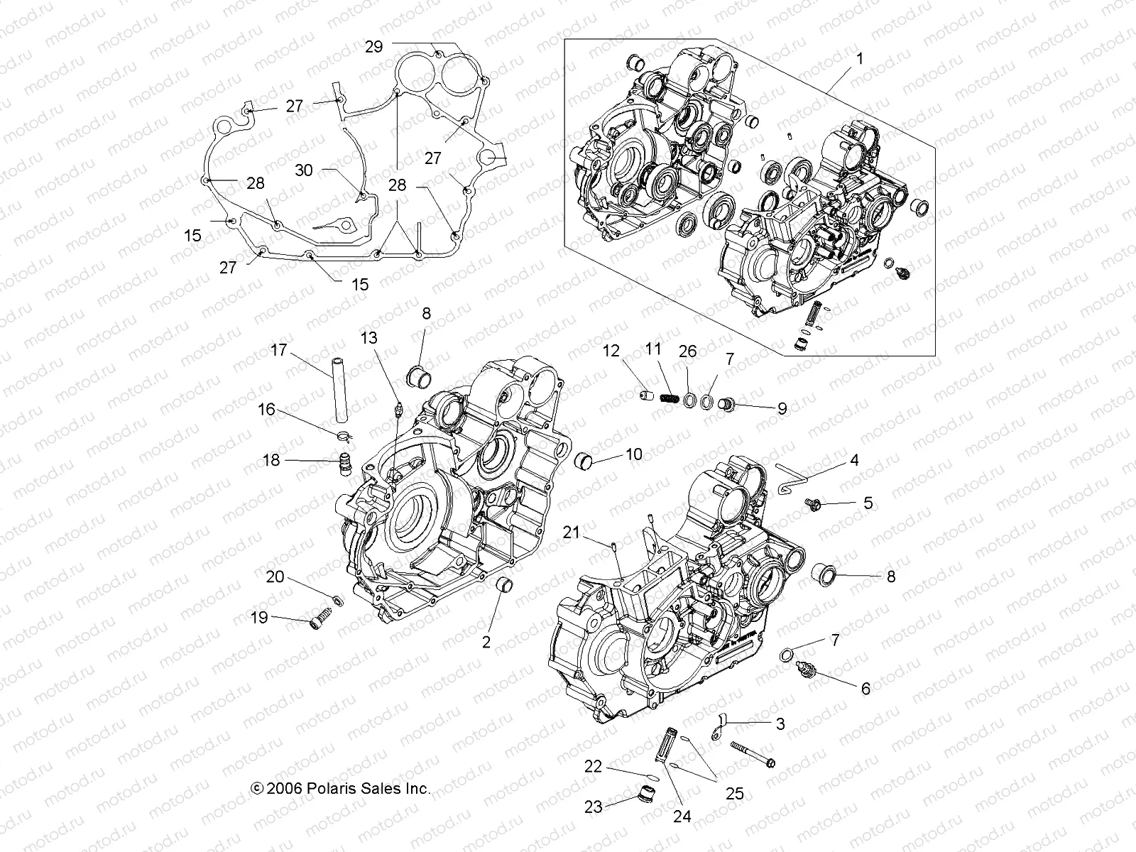 ENGINE | ENGINE, CRANKCASE - A07GP52AA/AB (49ATVCRANKCASE07OUT525)