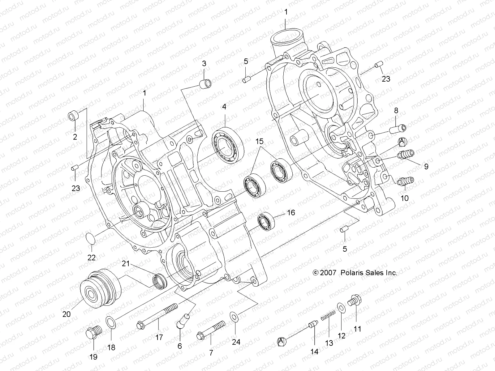 ENGINE | ENGINE, CRANKCASE - A08LH46AQ/AX/AZ (49ATVCRANKCASE08SP400)