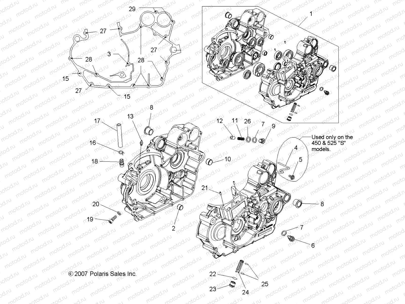 ENGINE | ENGINE, CRANKCASE - A09GJ45AA (49ATVCRANKCASE08OUT525S)