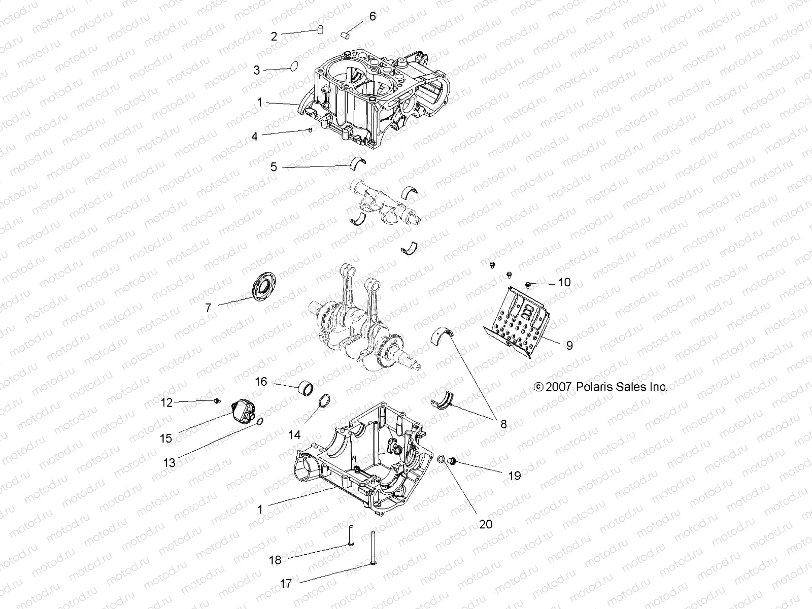 ENGINE | ENGINE, CRANKCASE - A12CF76FF (49ATVCRANKCASE08SP800EFI)